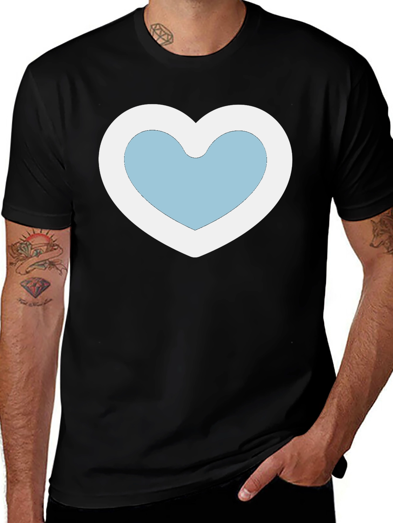 Variant 11 of Heart Graphic Black T-Shirt - Stylish Casual Wear