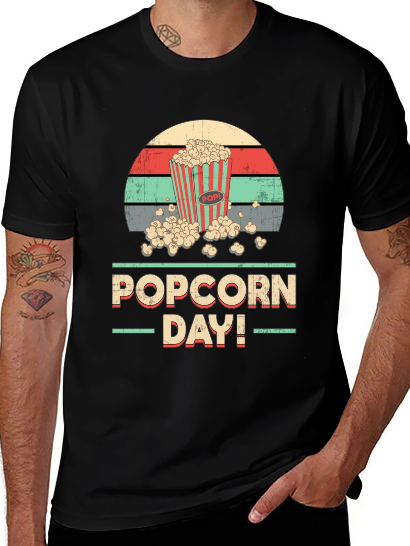 Popcorn Day Retro T-Shirt - Movie Night Tee