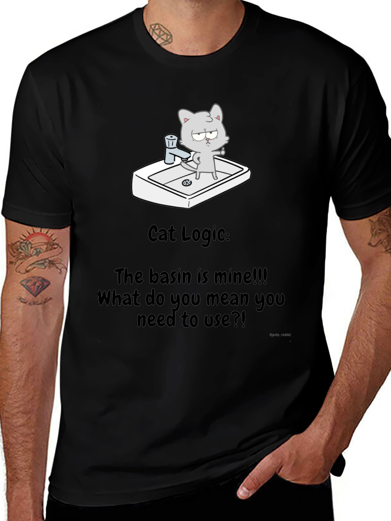 Variant 12 of Cat Logic T-Shirt - "The basin is mine!!!"