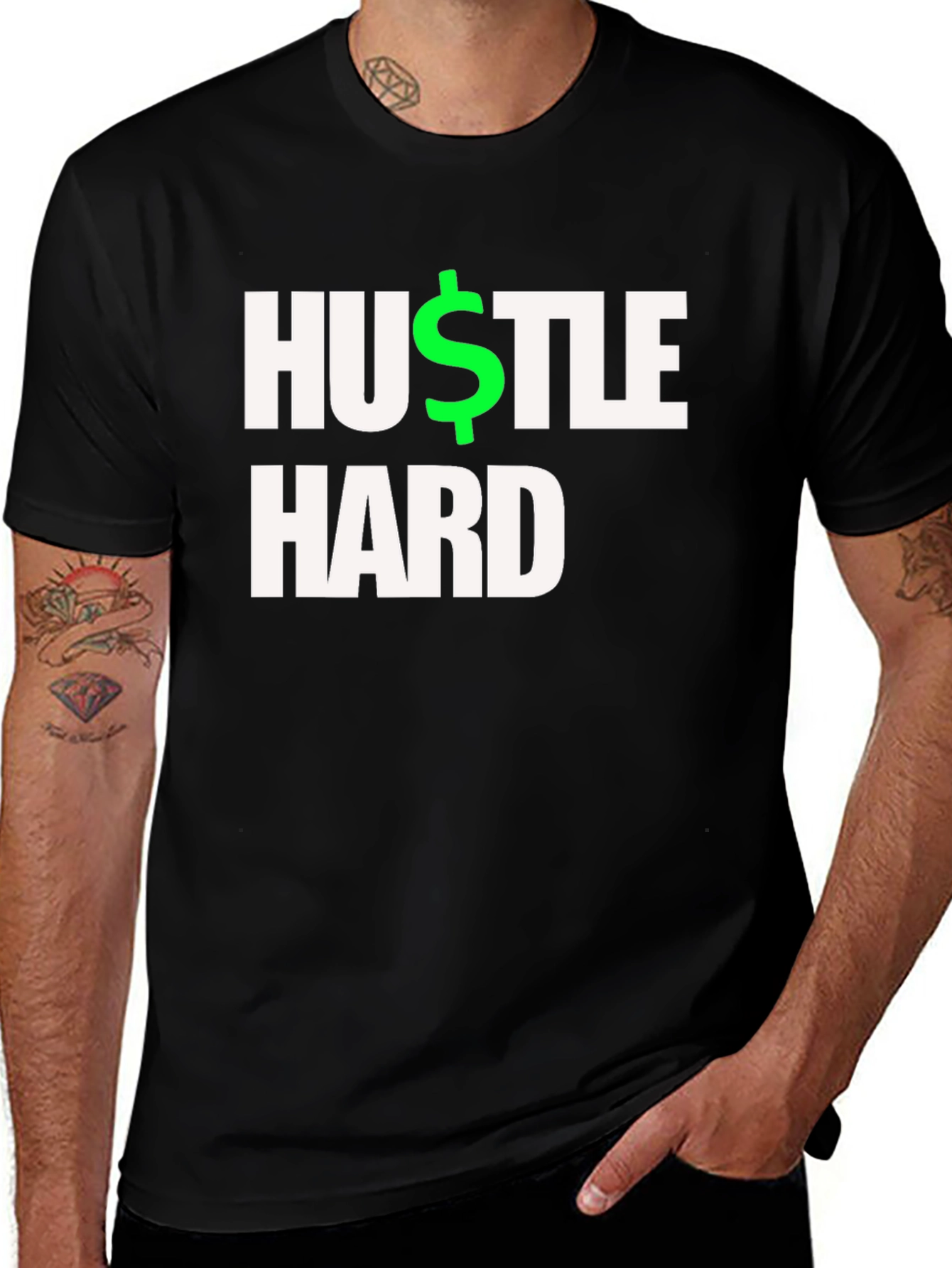 Hustle Hard Black T-Shirt - Motivational Design