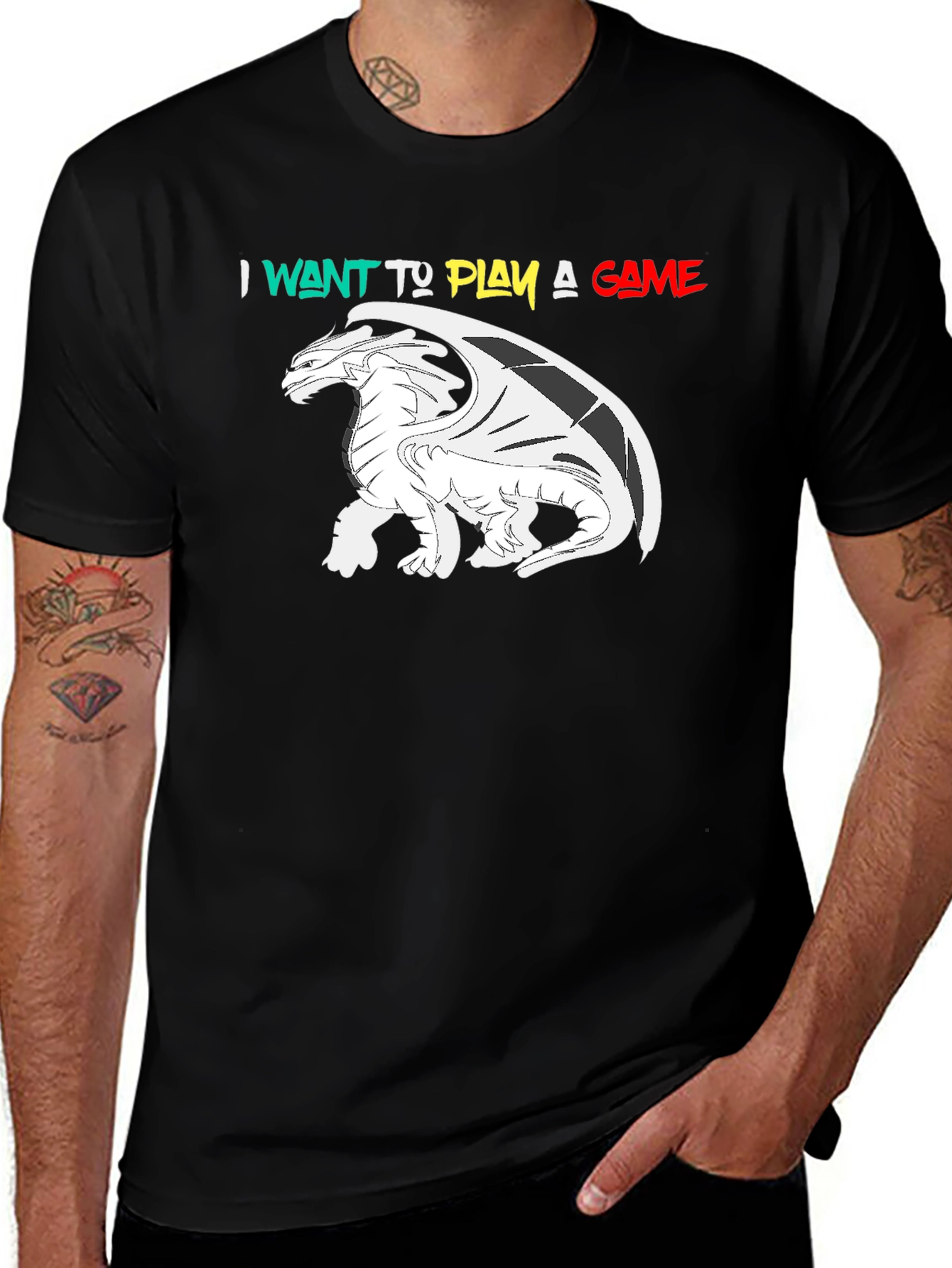 Variant 10 of I Want To Play A Game Dragon Graphic T-Shirt