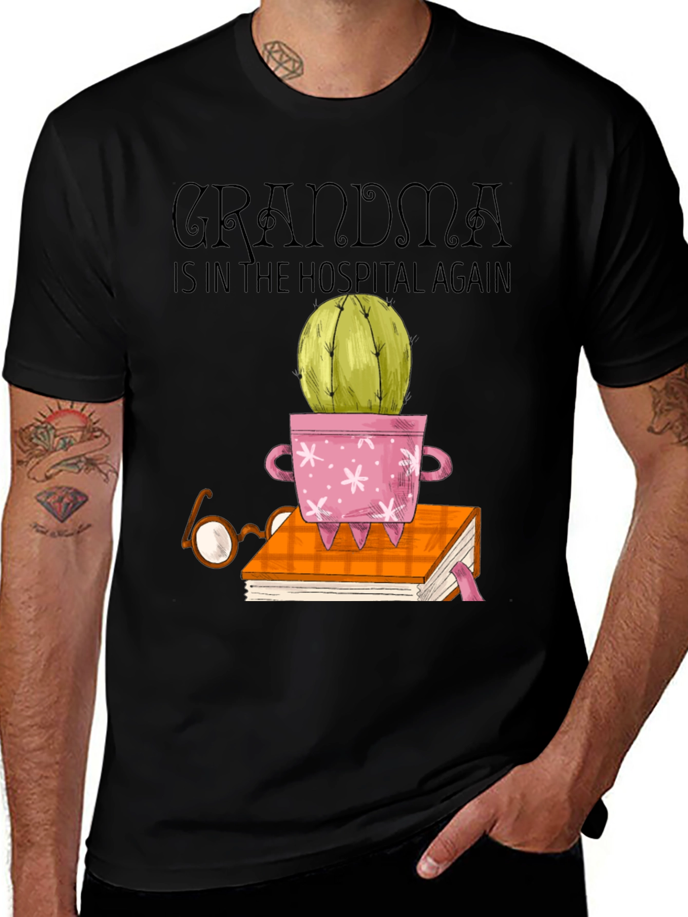Variant 16 of Grandma Hospital Cactus Bookworm T-Shirt