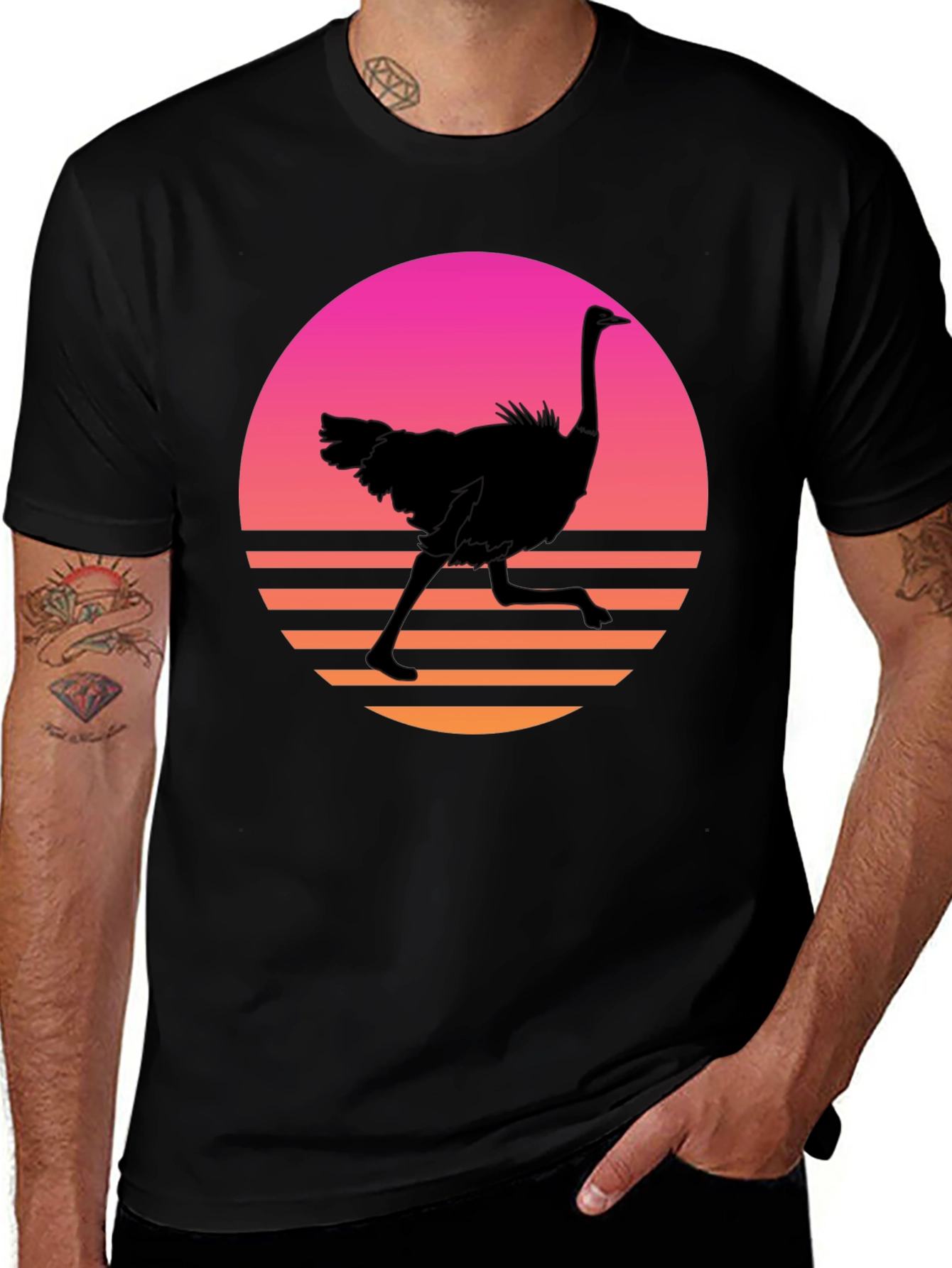 Variant 8 of Retro Ostrich Sunset T-Shirt