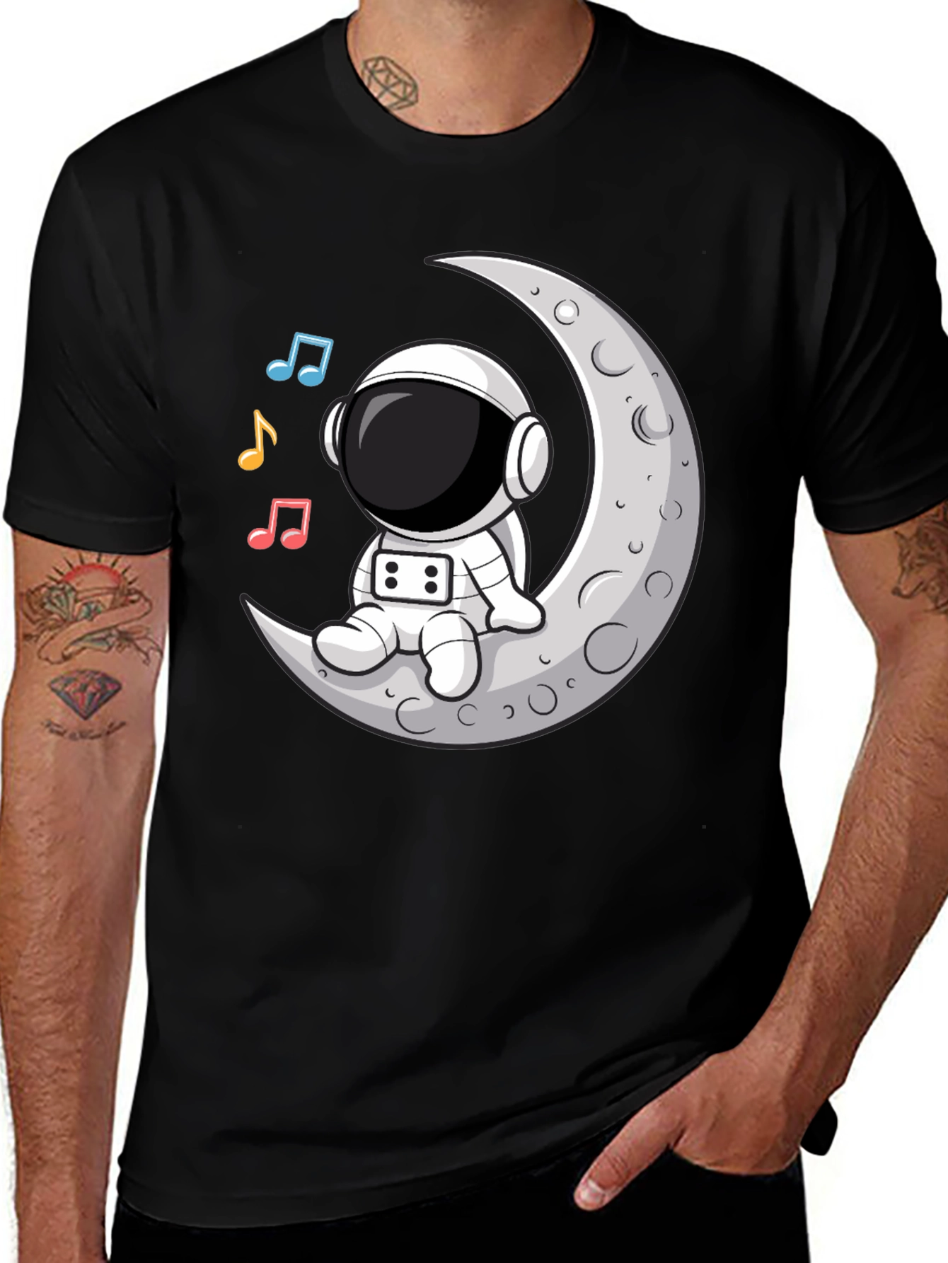 Variant 15 of Astronaut Moon Tunes Black T-Shirt
