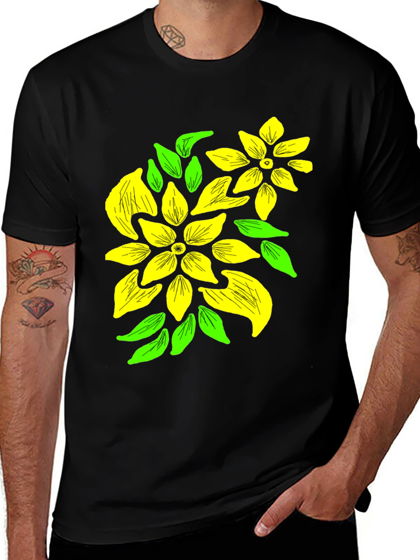 Variant 15 of Floral Graphic Black T-Shirt