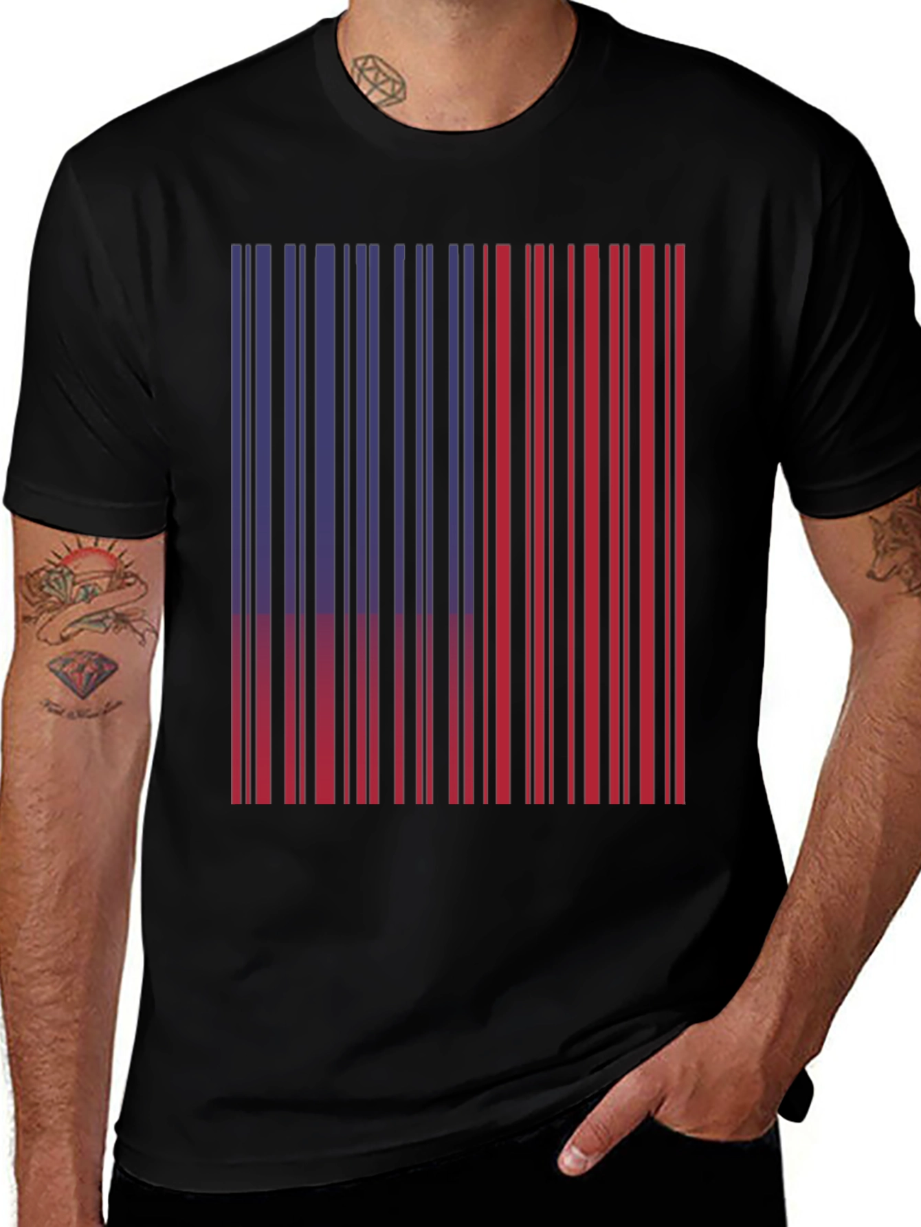 Variant 18 of Red & Blue Barcode Graphic T-Shirt