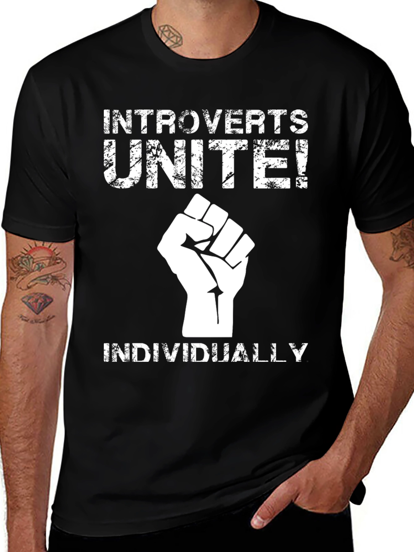 Variant 19 of Introverts Unite! Black Graphic Tee