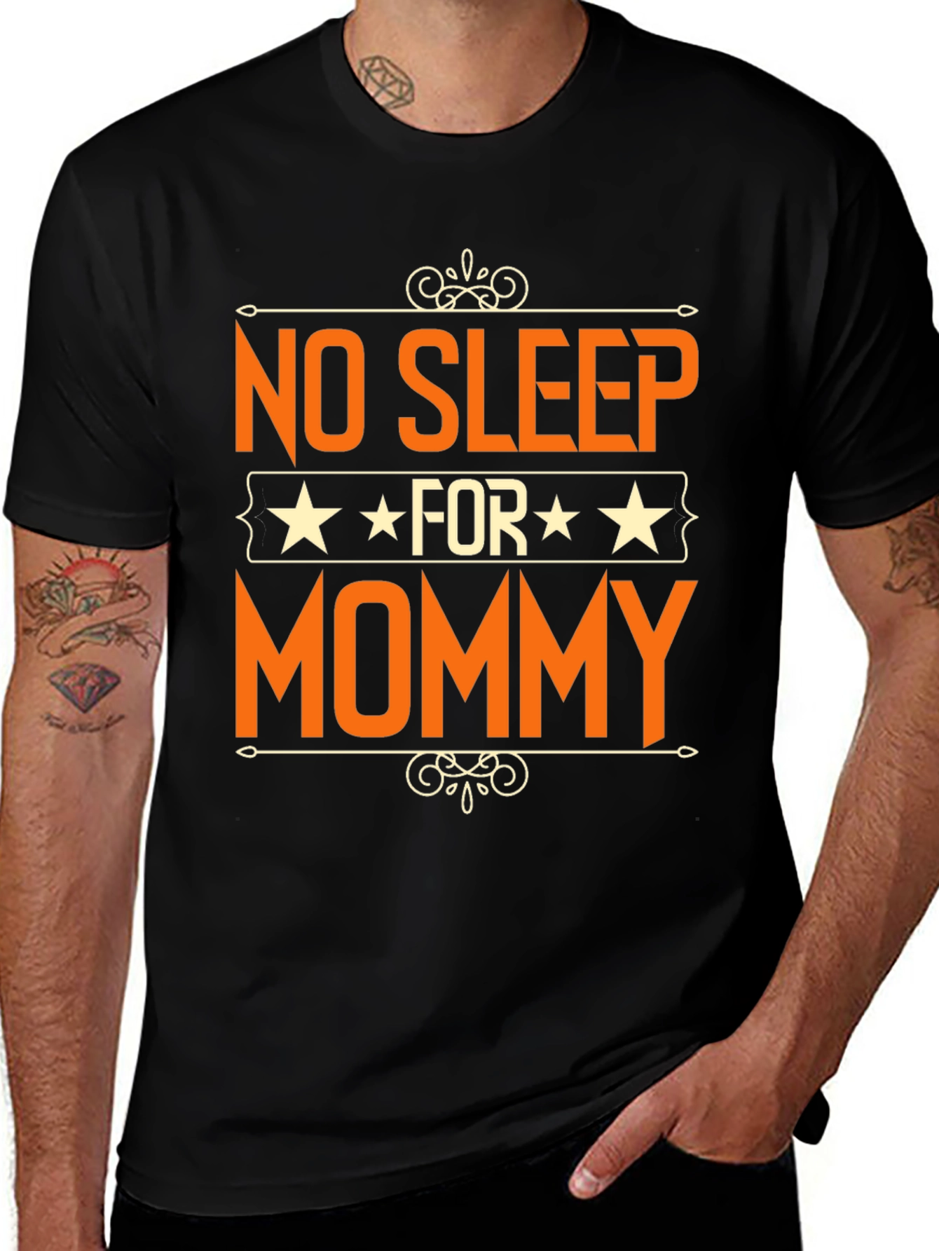 Variant 11 of No Sleep For Mommy T-Shirt - Black Crew Neck