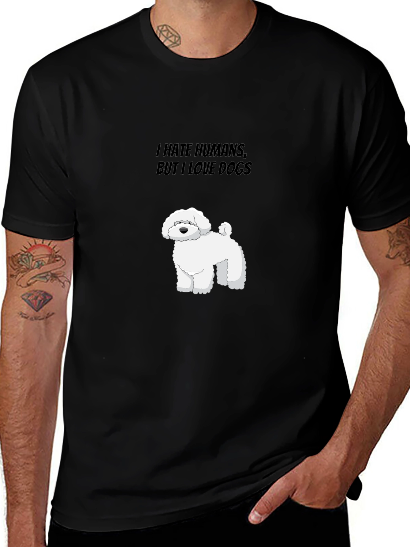 Variant 6 of I Hate Humans, Love Dogs T-Shirt - Black