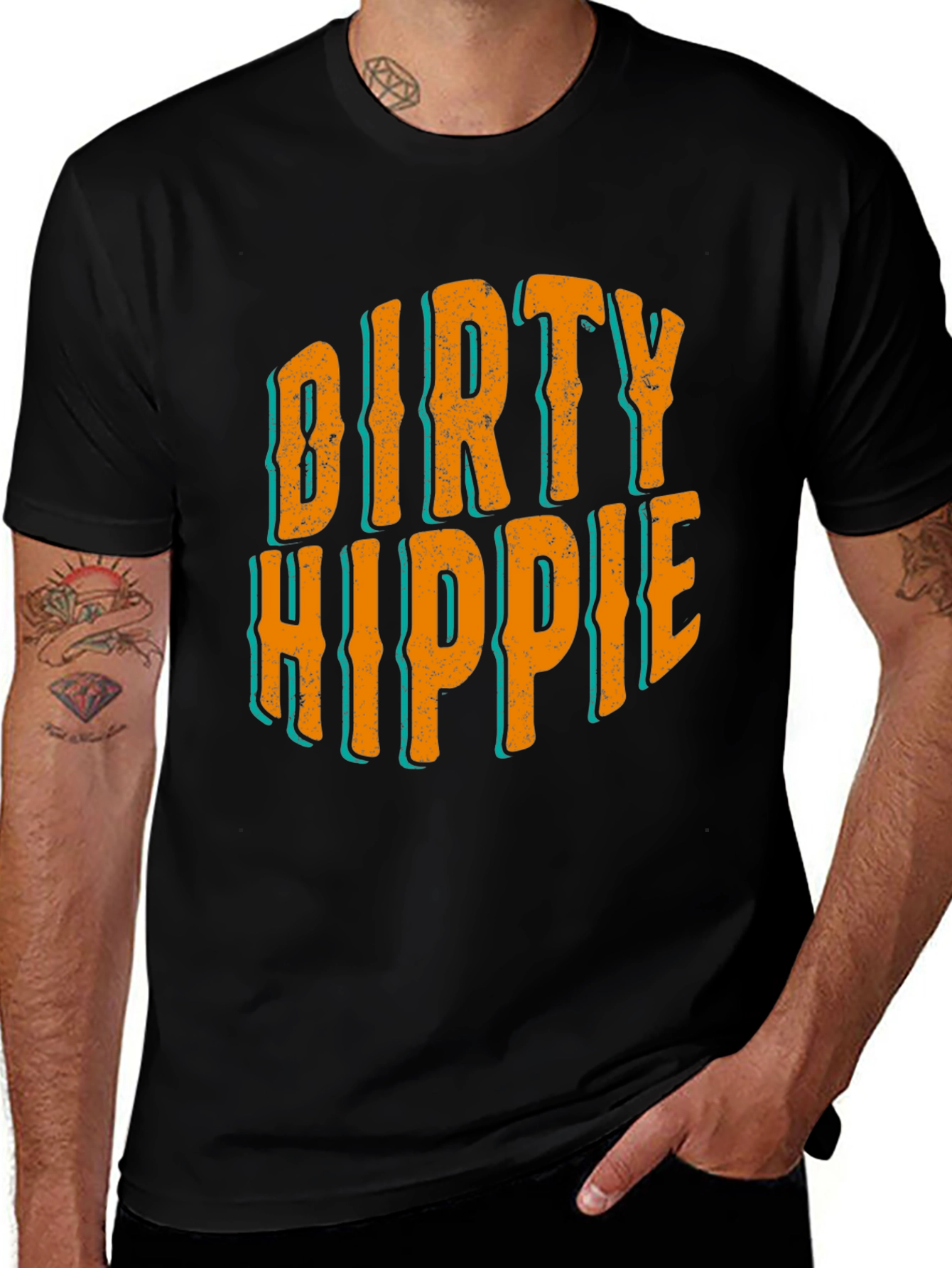 Variant 20 of Dirty Hippie Graphic Tee - Black Cotton T-Shirt
