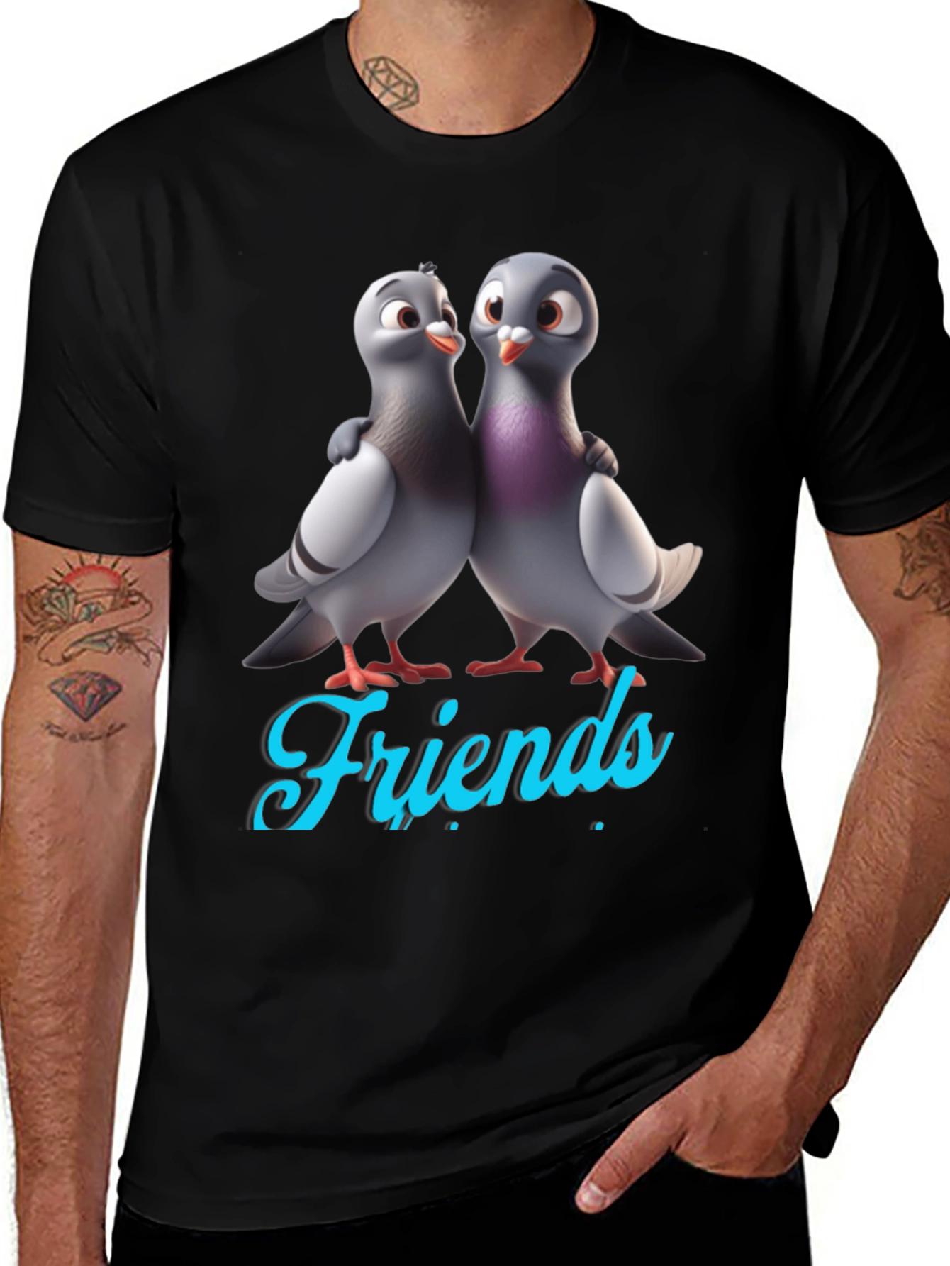 Variant 11 of Pigeon Friends Graphic Tee - Black T-Shirt