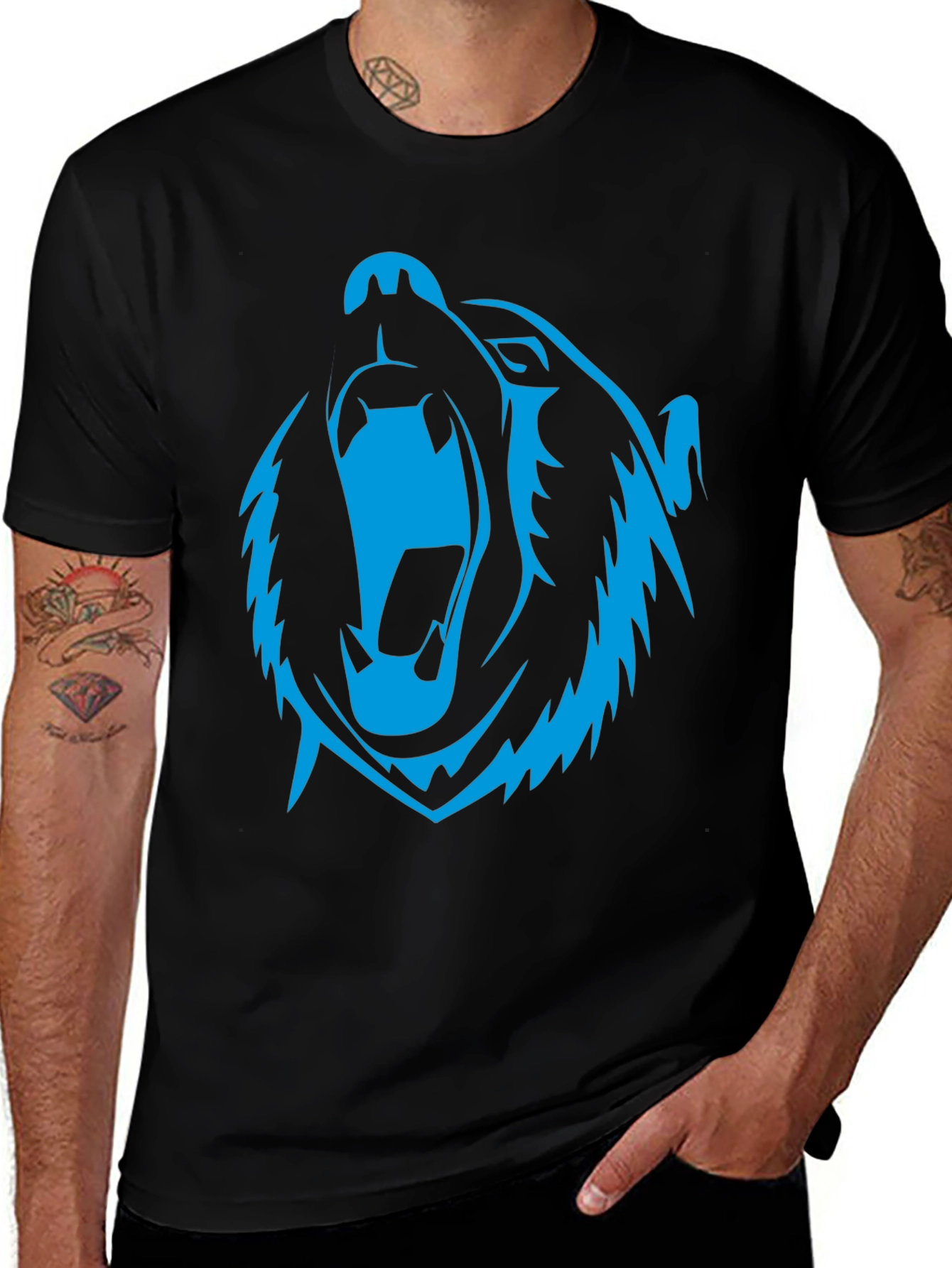 Variant 14 of Roaring Bear Graphic Black T-Shirt