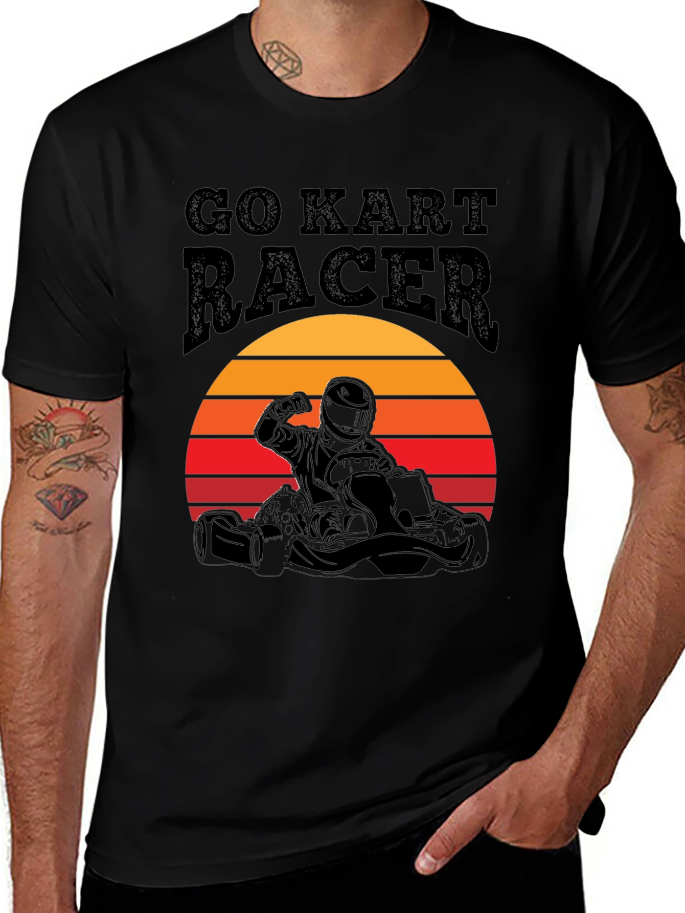 Go Kart Racer T-Shirt: Retro Sunset Design