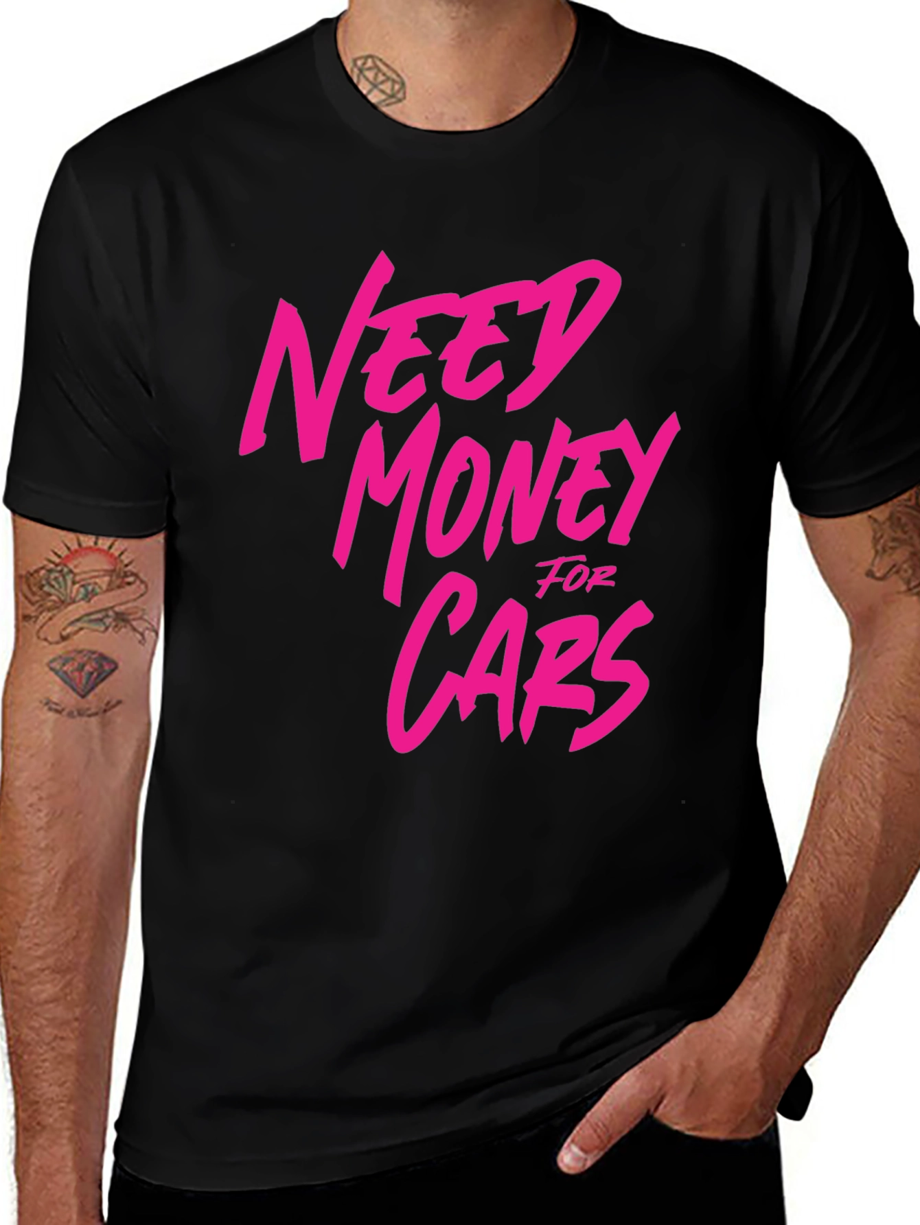 Variant 19 of Need Money For Cars Graphic T-Shirt - Black