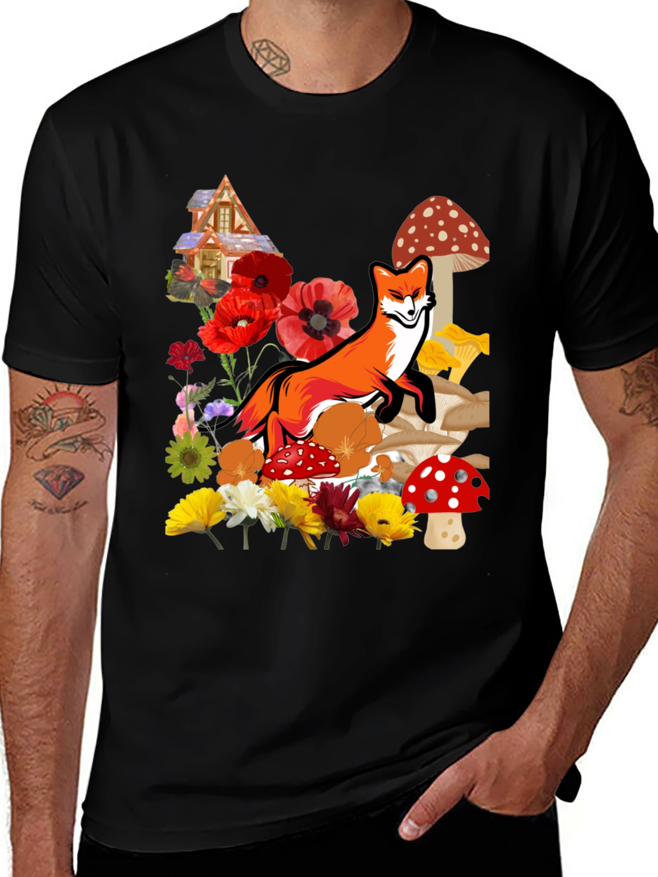 Variant 8 of Fox & Floral Graphic T-Shirt - Nature Lover Tee