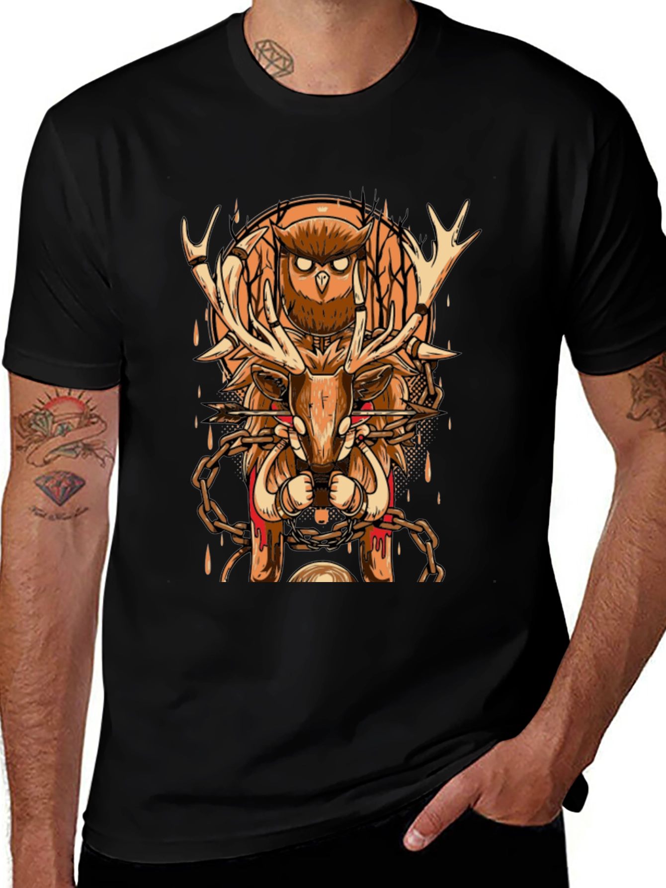 Variant 17 of Owl & Deer Graphic Print T-Shirt