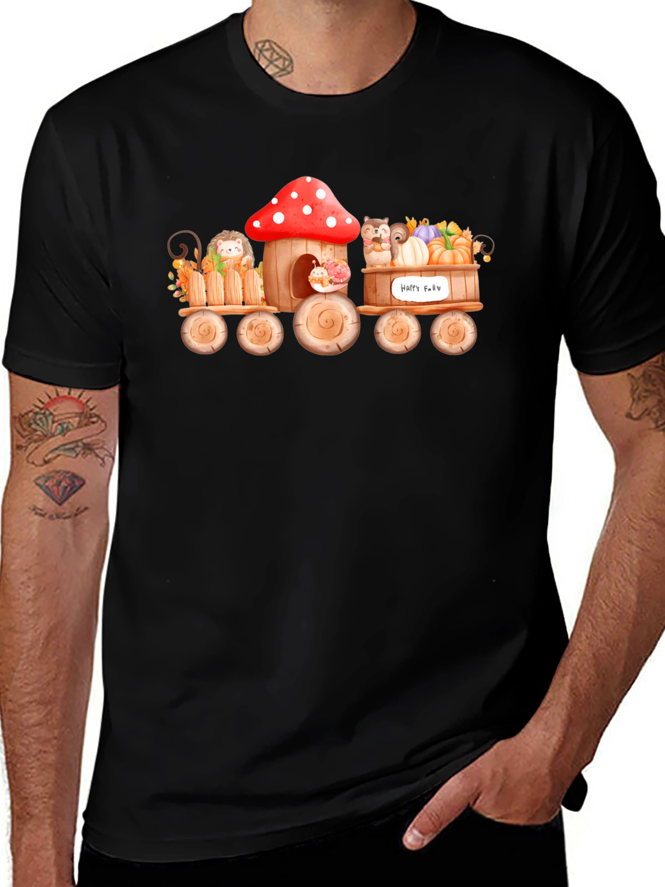 Variant 2 of Whimsical Fall Animals Train T-Shirt