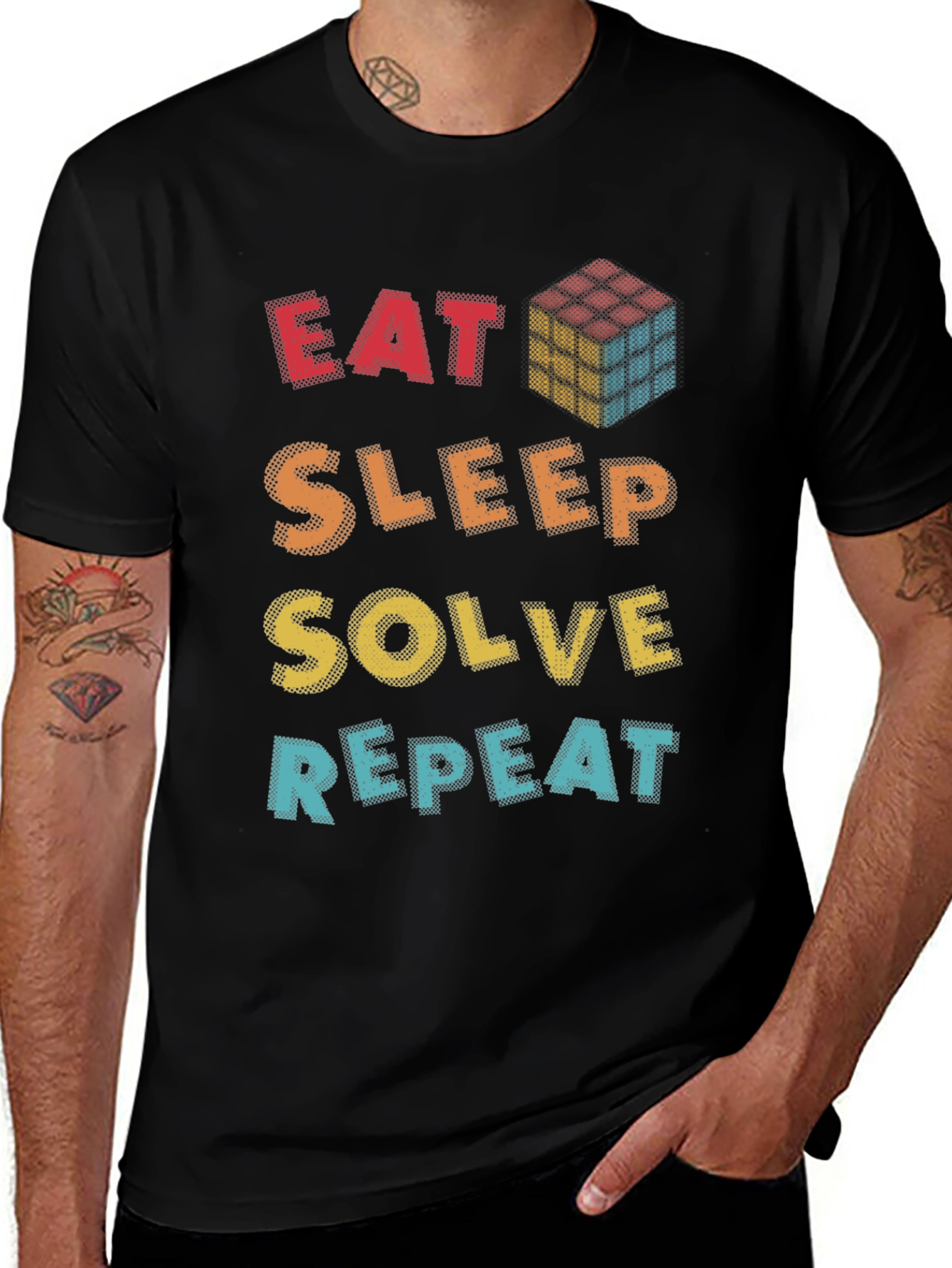 Variant 22 of Eat Sleep Solve Repeat T-Shirt - Puzzle Solver Tee