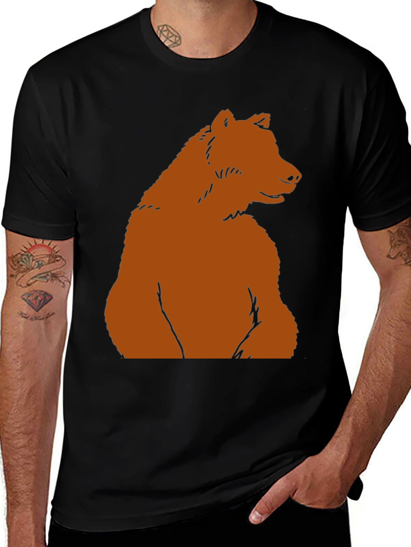 Variant 17 of Bear Graphic Tee - Black Casual T-Shirt