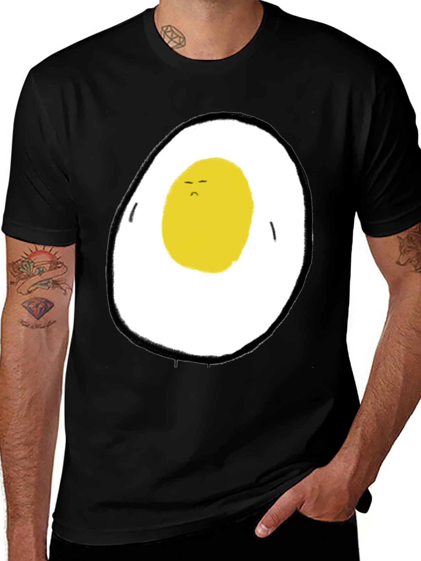 Variant 20 of Sad Egg Graphic T-Shirt - Black