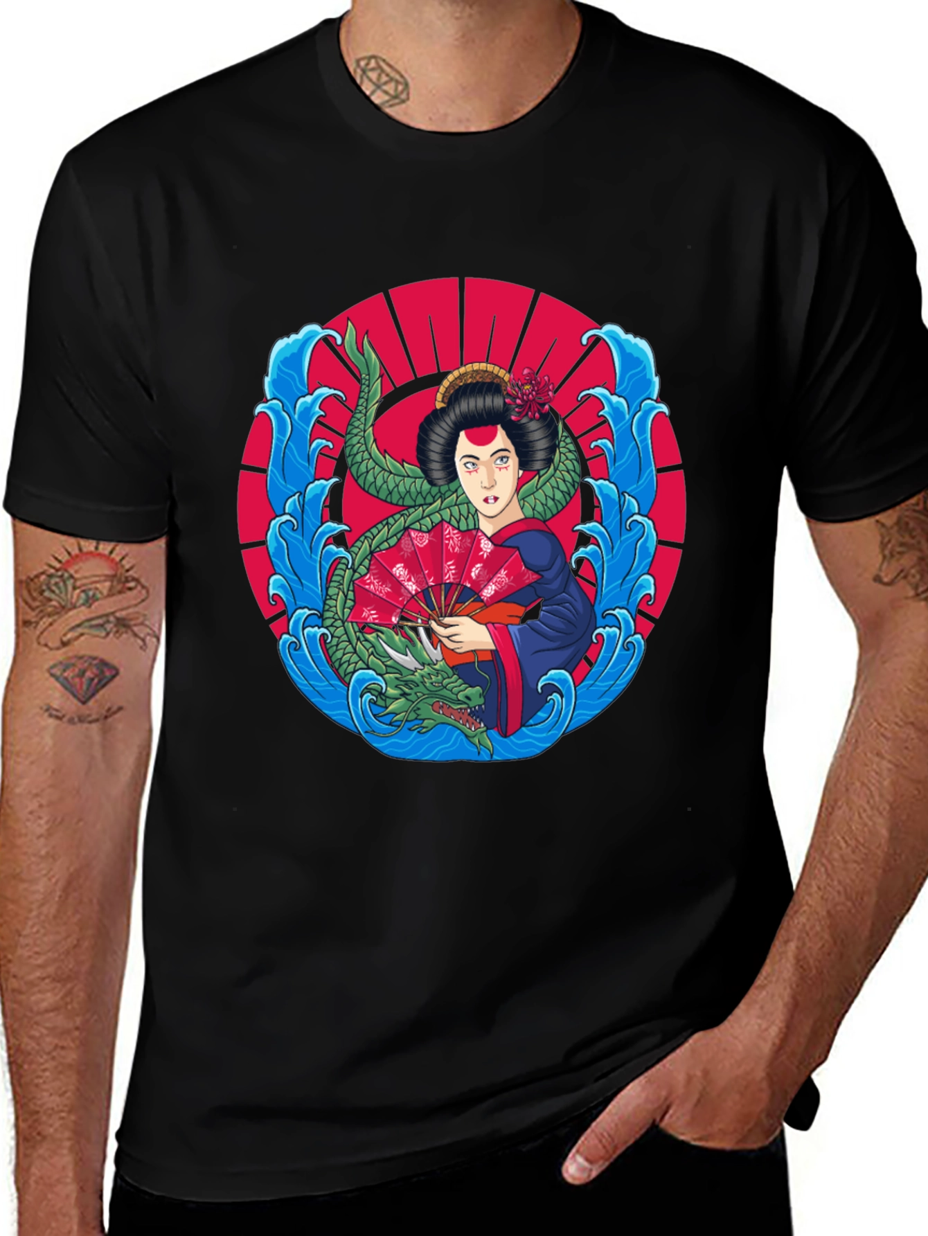 Variant 18 of Geisha Dragon Graphic Tee