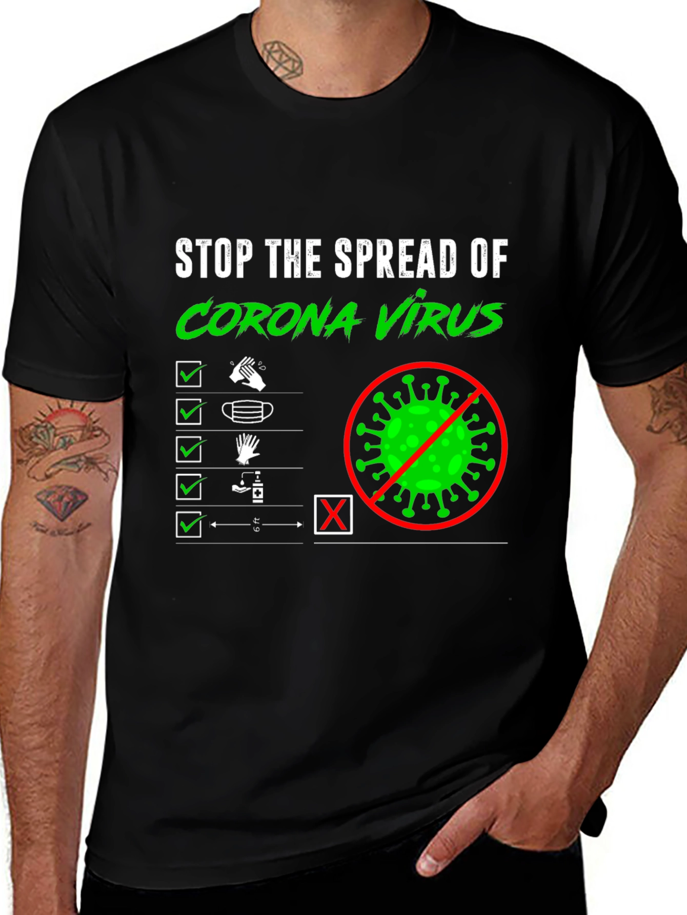 Stop the Spread Corona Virus Graphic Tee