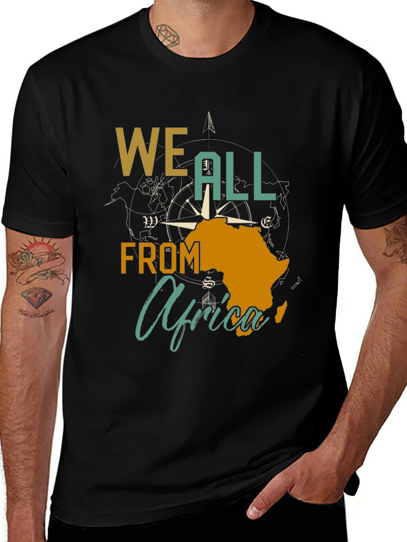 We All From Africa Compass Graphic T-Shirt