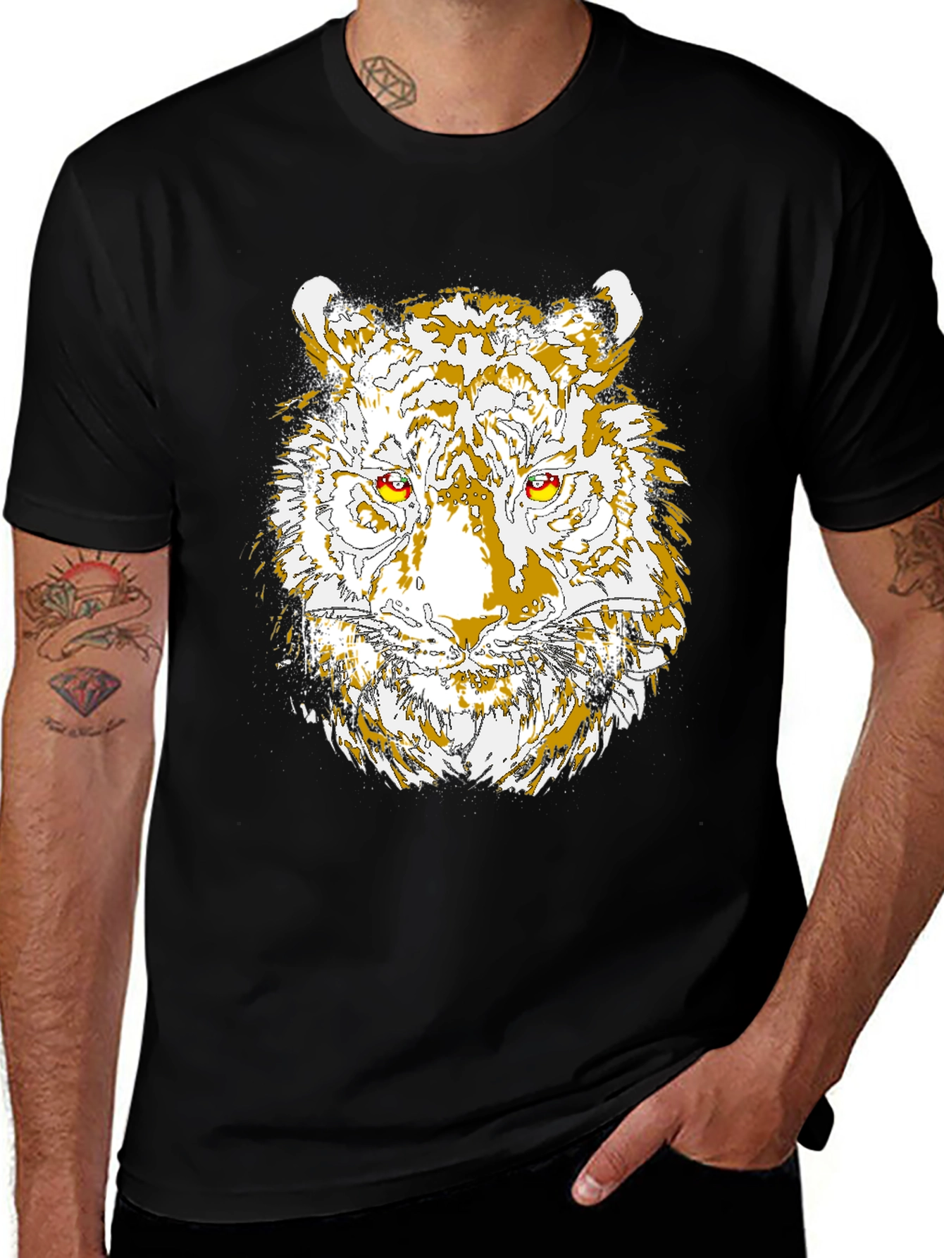 Variant 13 of Tiger Graphic Tee - Black Cotton T-Shirt