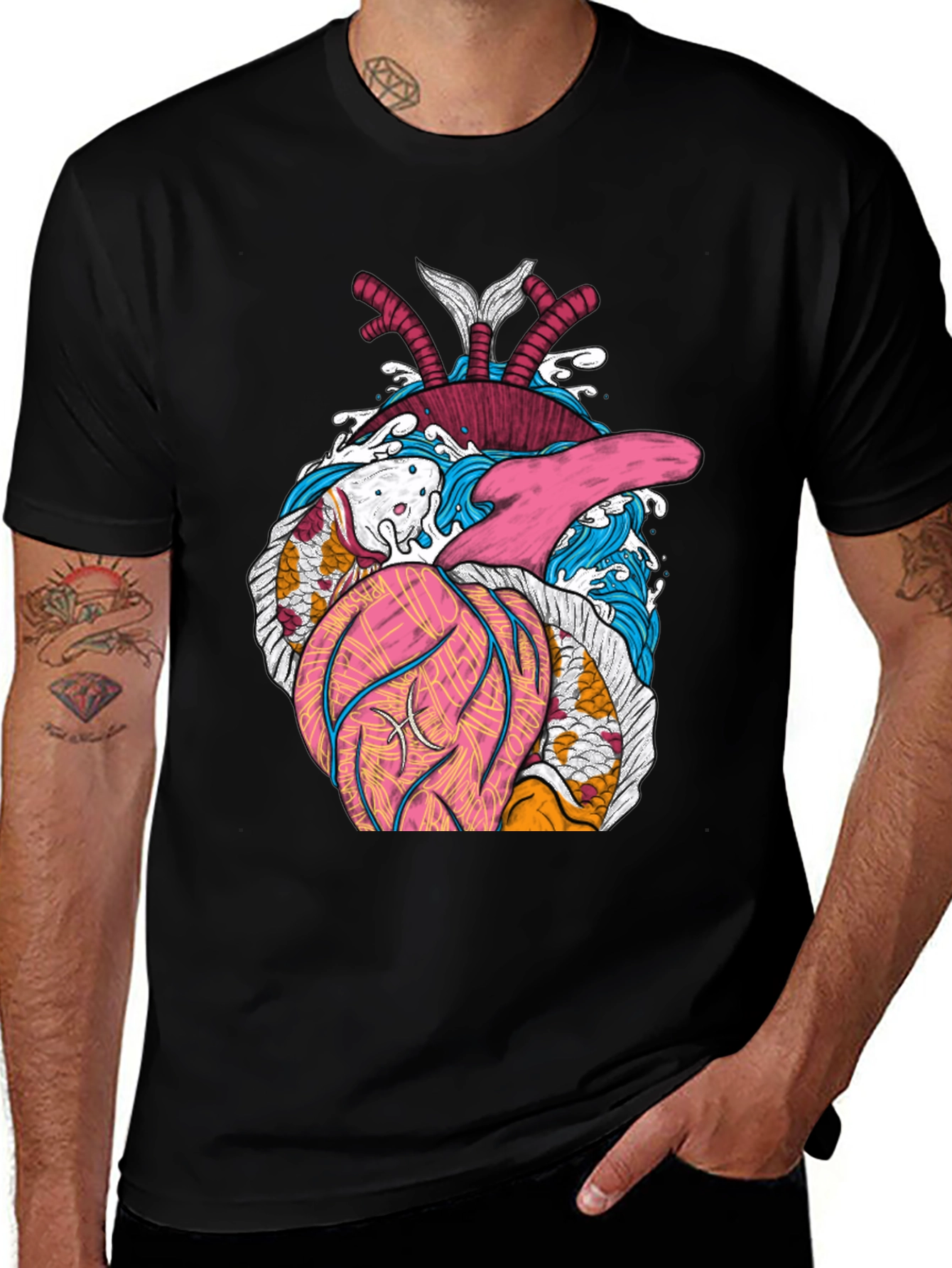 Koi Heart T-Shirt - Artistic Graphic Tee