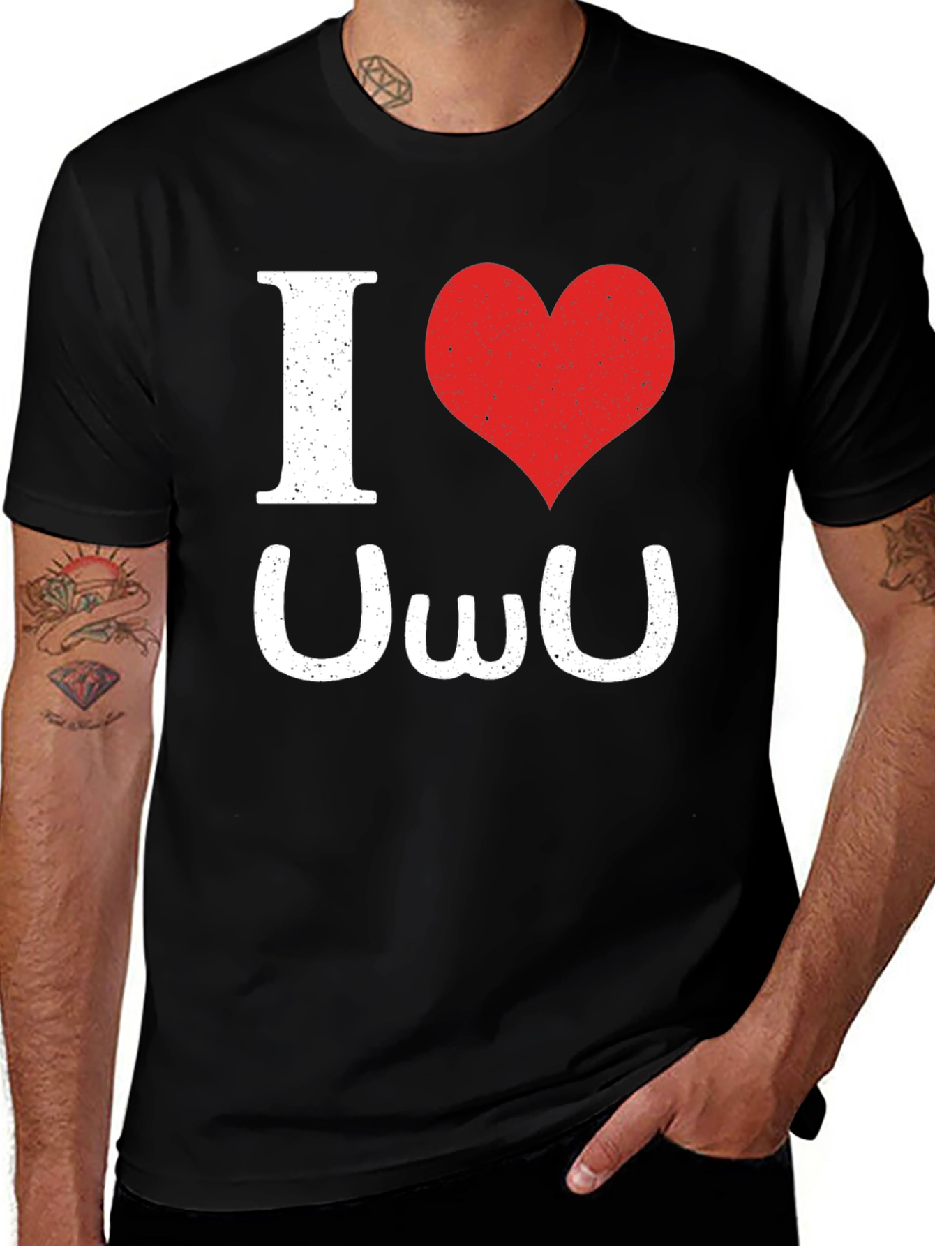Variant 19 of I Heart UWU Black T-Shirt