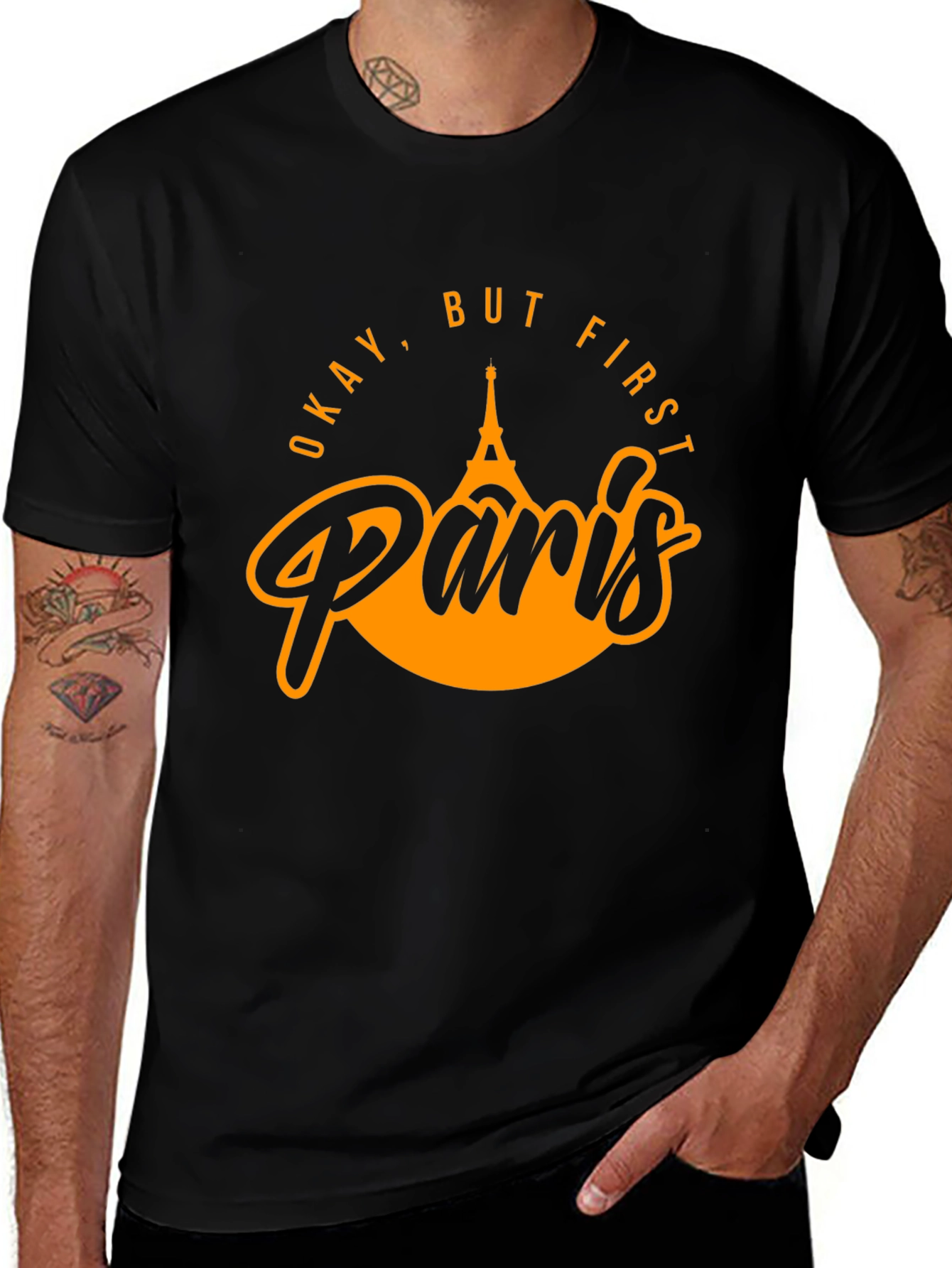 Variant 24 of Okay But First Paris Black Graphic Tee