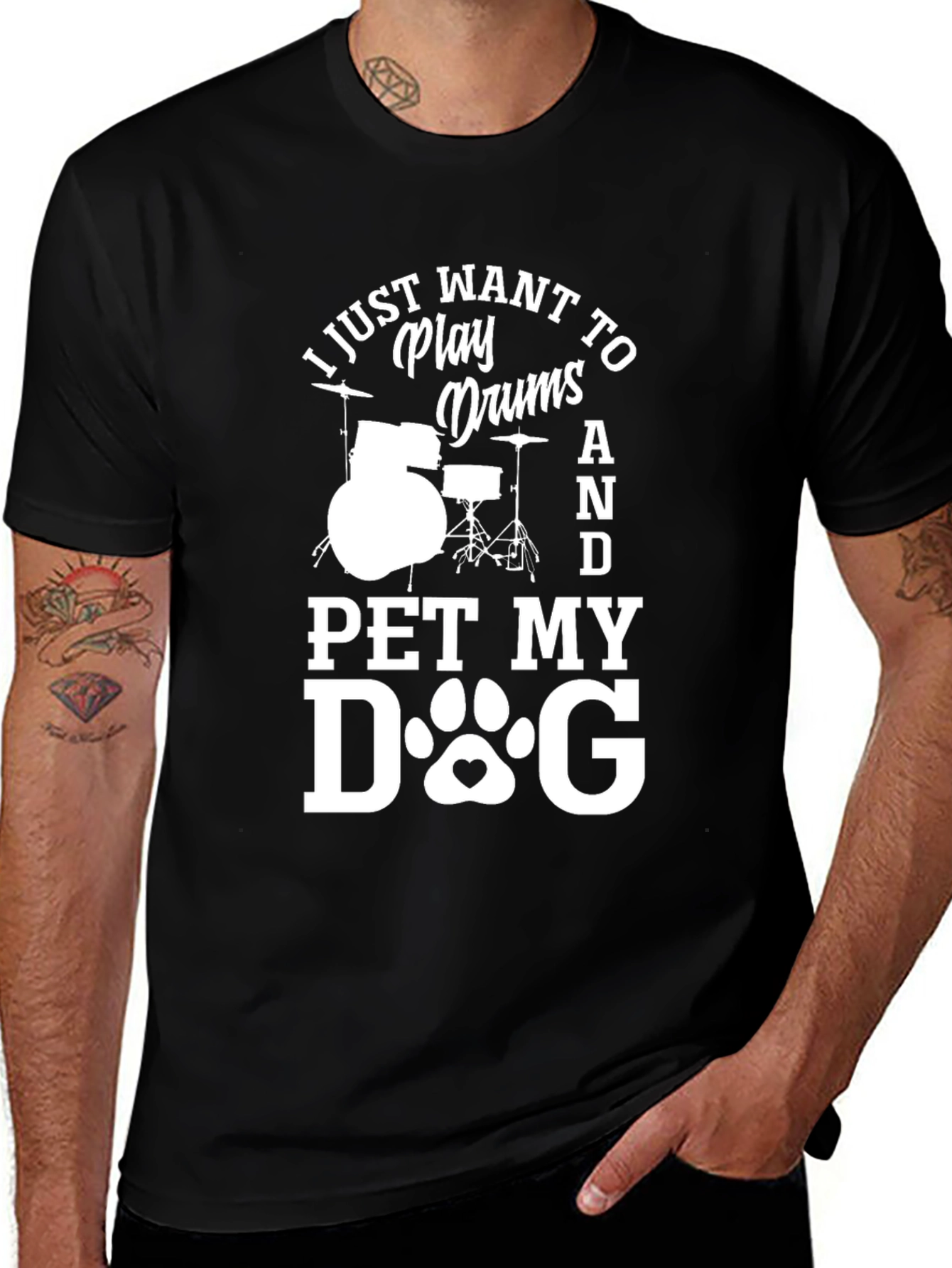 Variant 3 of Drum and Dog Graphic Tee - Black