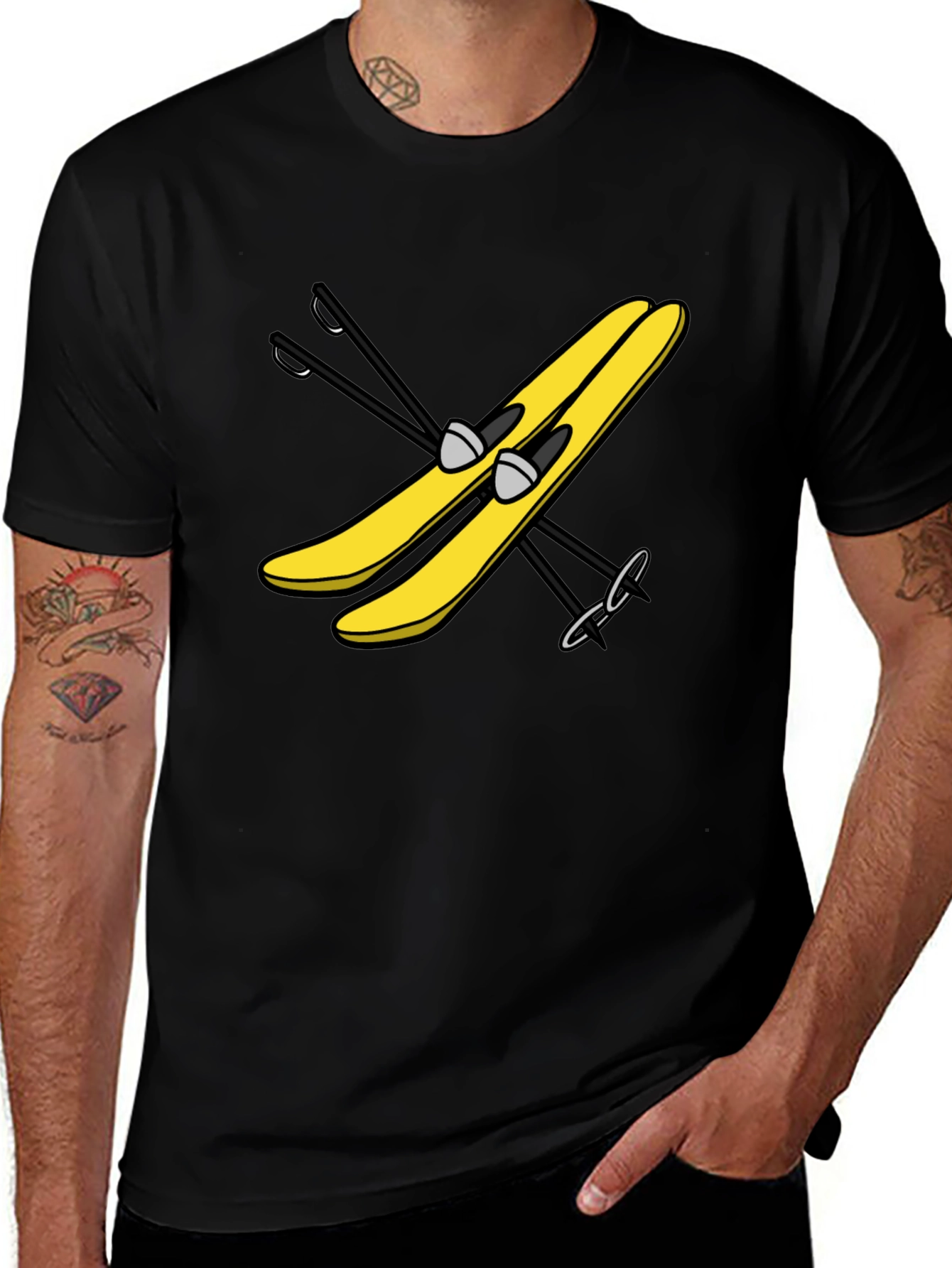 Variant 12 of Yellow Ski T-Shirt - Fun Winter Sports Tee