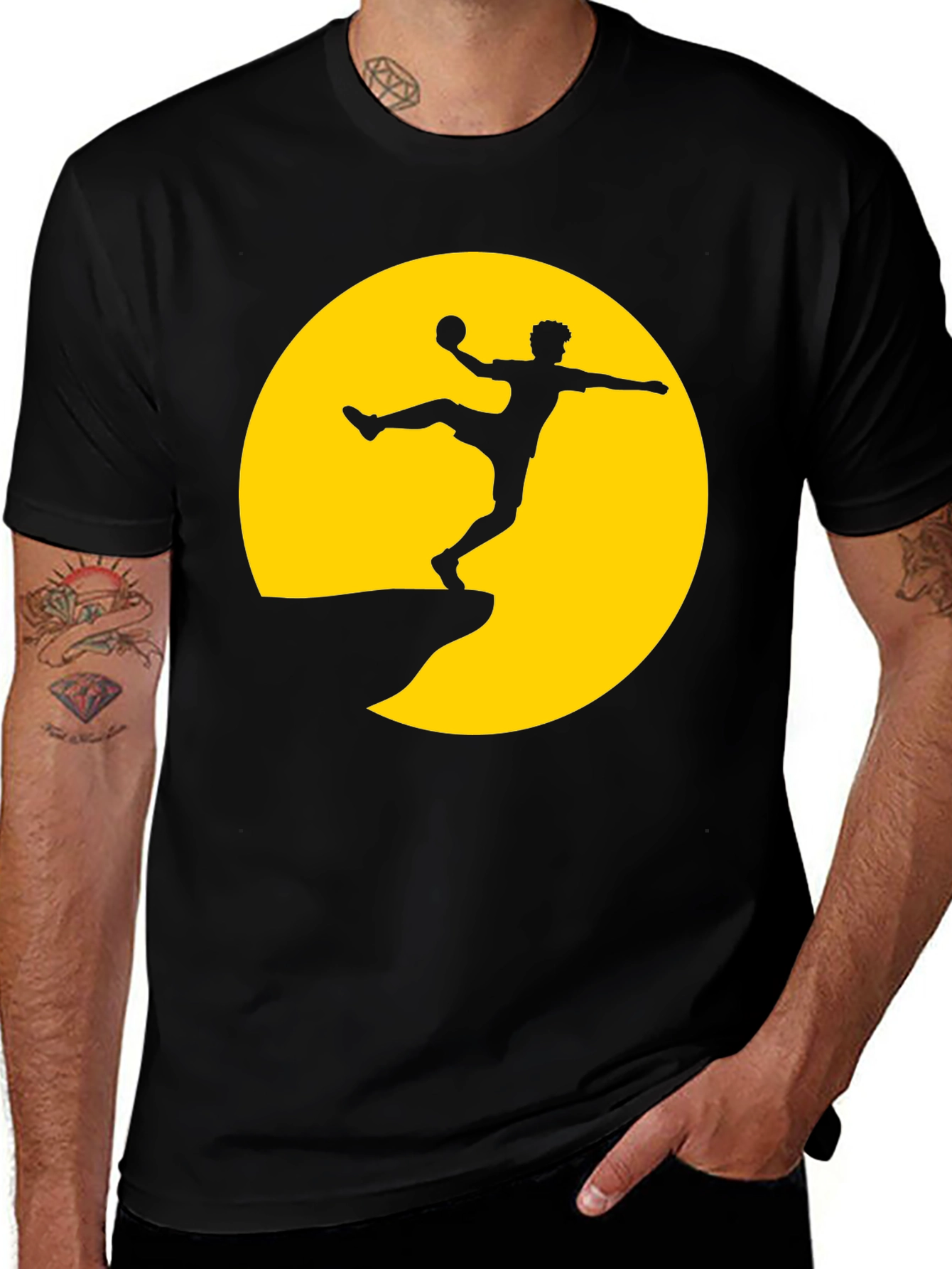 Black Silhouette Soccer Player Graphic Tee main image