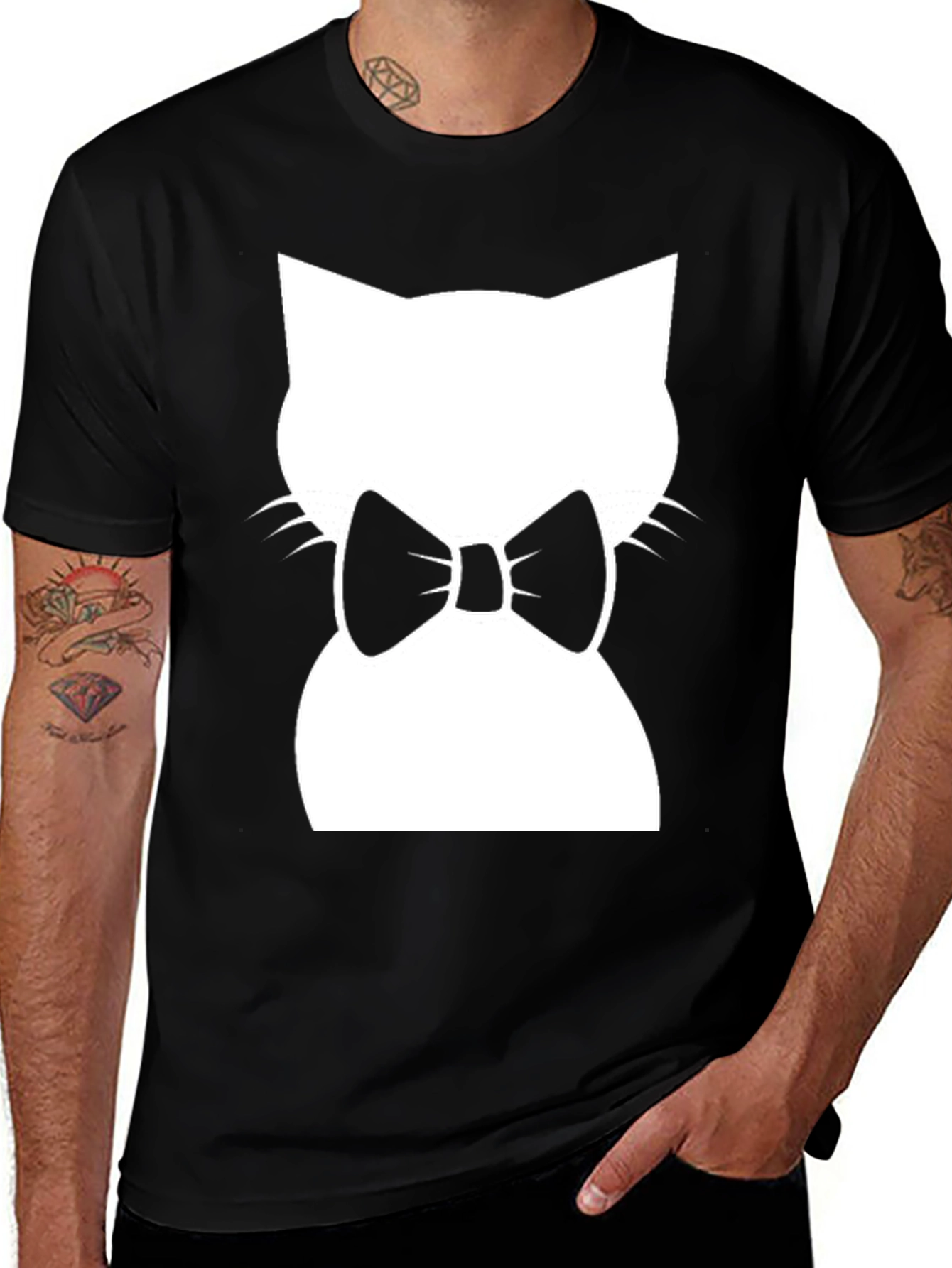 Variant 11 of Cat with Bow Tie Black T-Shirt