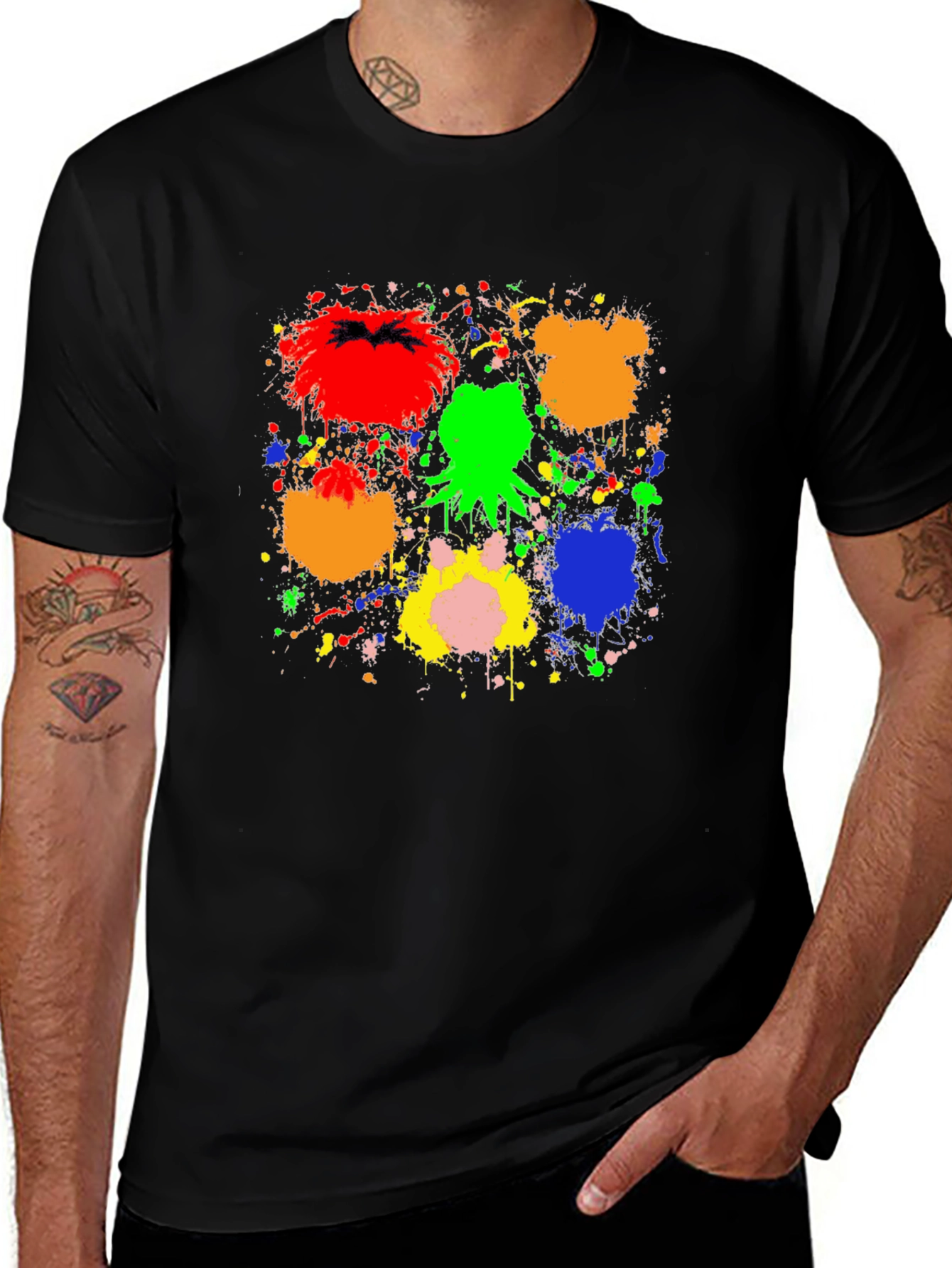 Variant 12 of Colorful Splash Anime T-Shirt - Black Cotton Tee