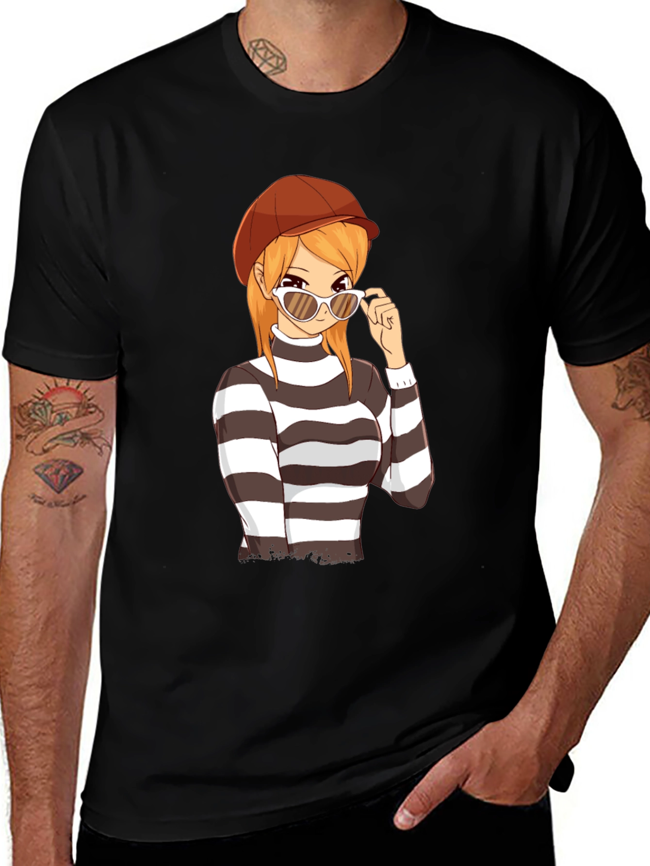 Variant 18 of Anime Girl Striped Shirt