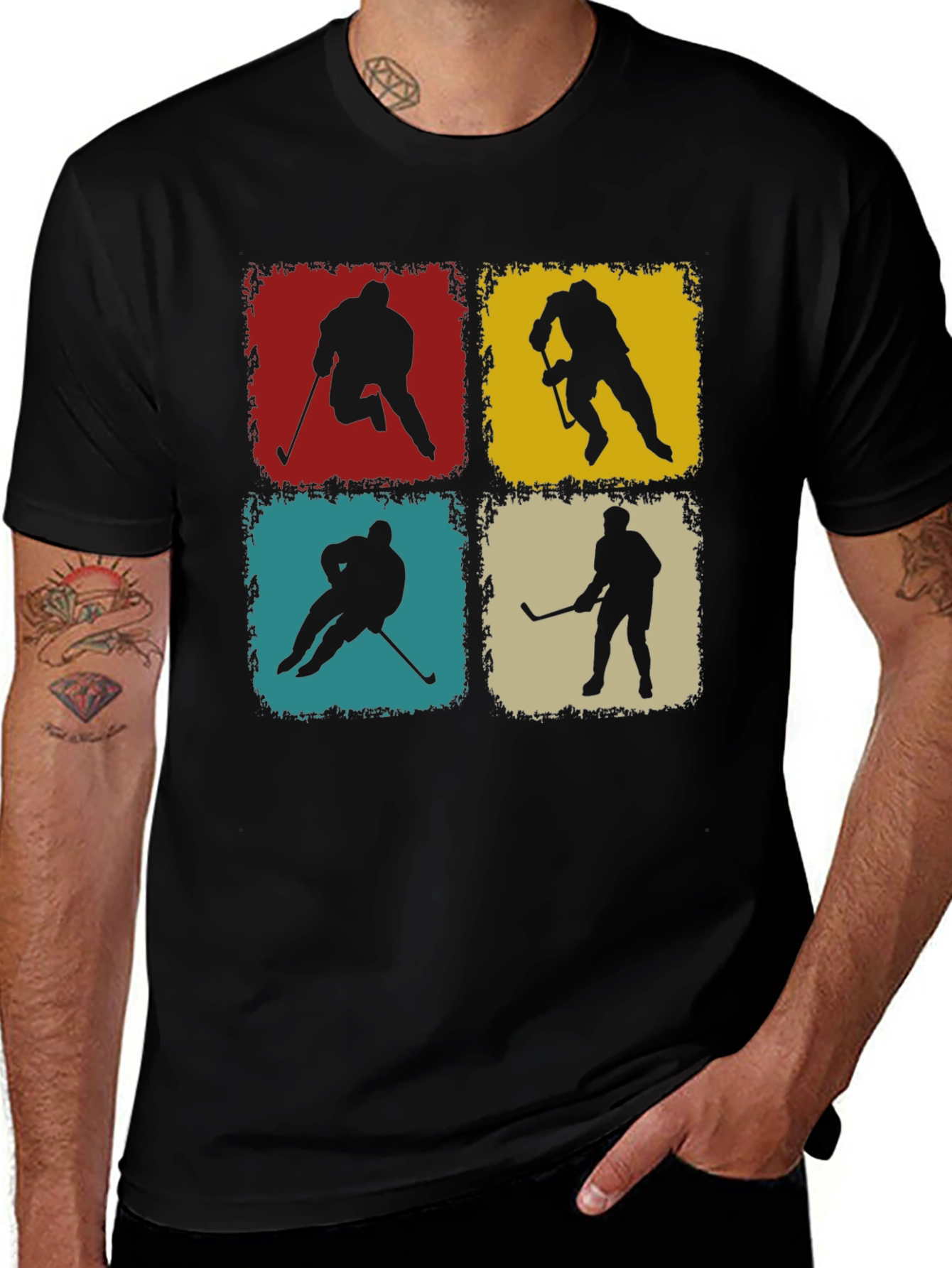 Variant 9 of Retro Hockey Player Silhouette Tee
