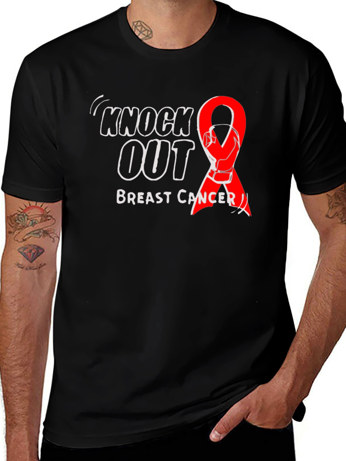 Variant 16 of Knock Out Breast Cancer Black T-Shirt