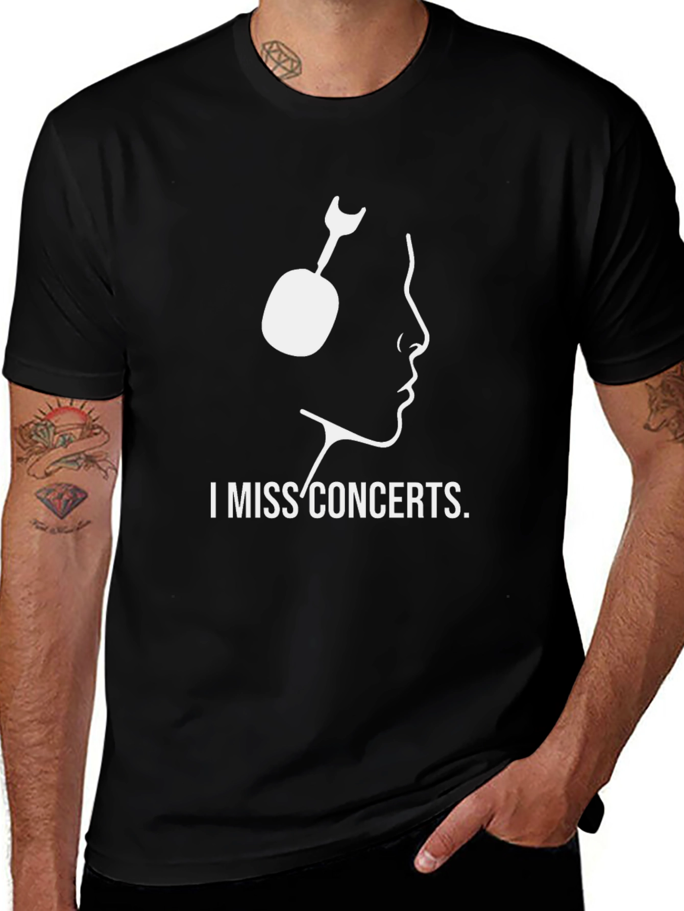 Variant 26 of I Miss Concerts Graphic Tee - Black Crew Neck T-Shirt