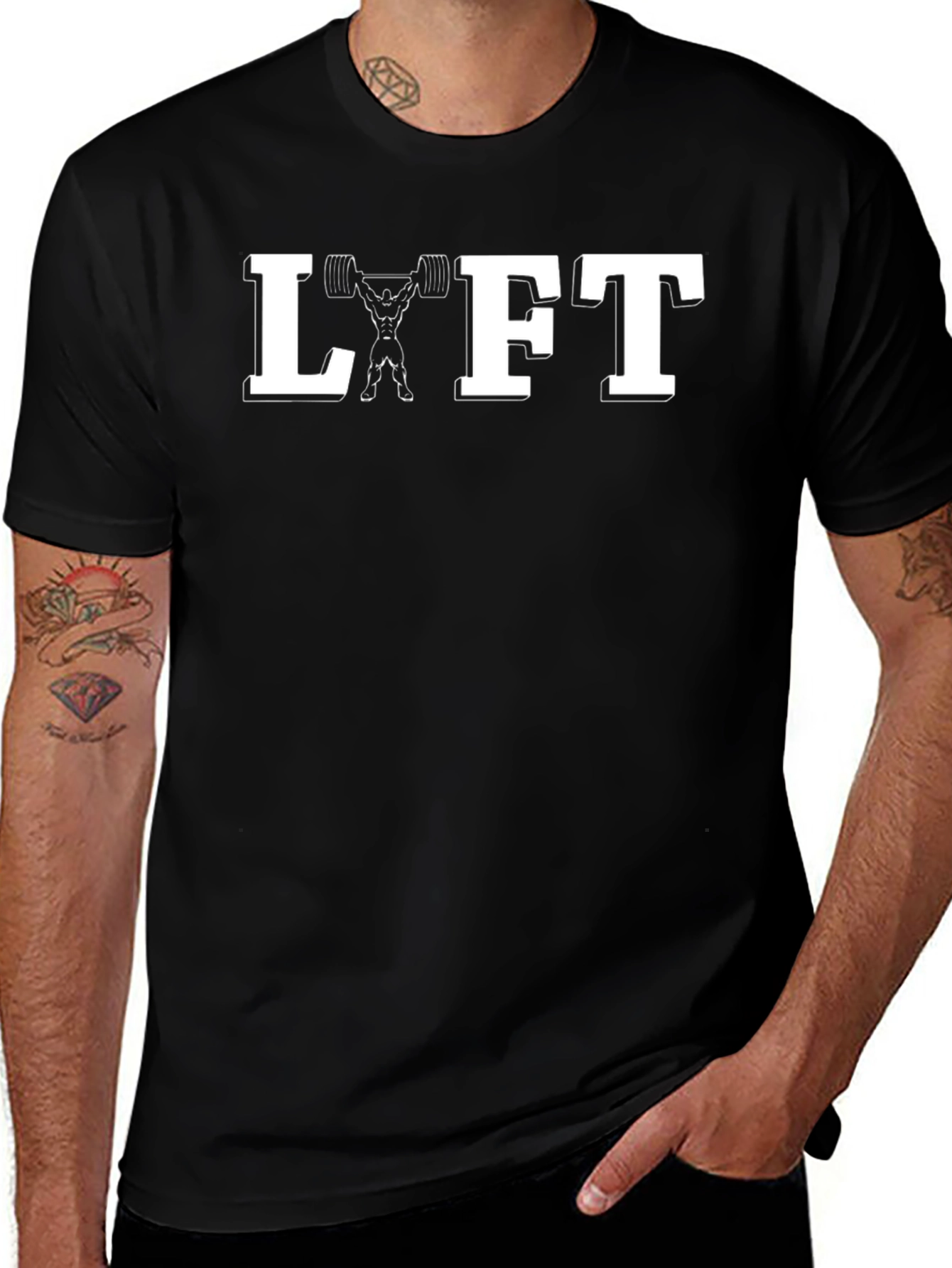 Variant 5 of Lift Graphic Tee - Black Cotton Gym Shirt