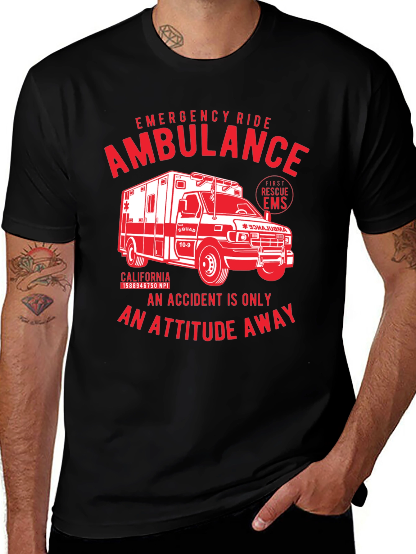 Variant 18 of Emergency Ride Ambulance Graphic T-Shirt