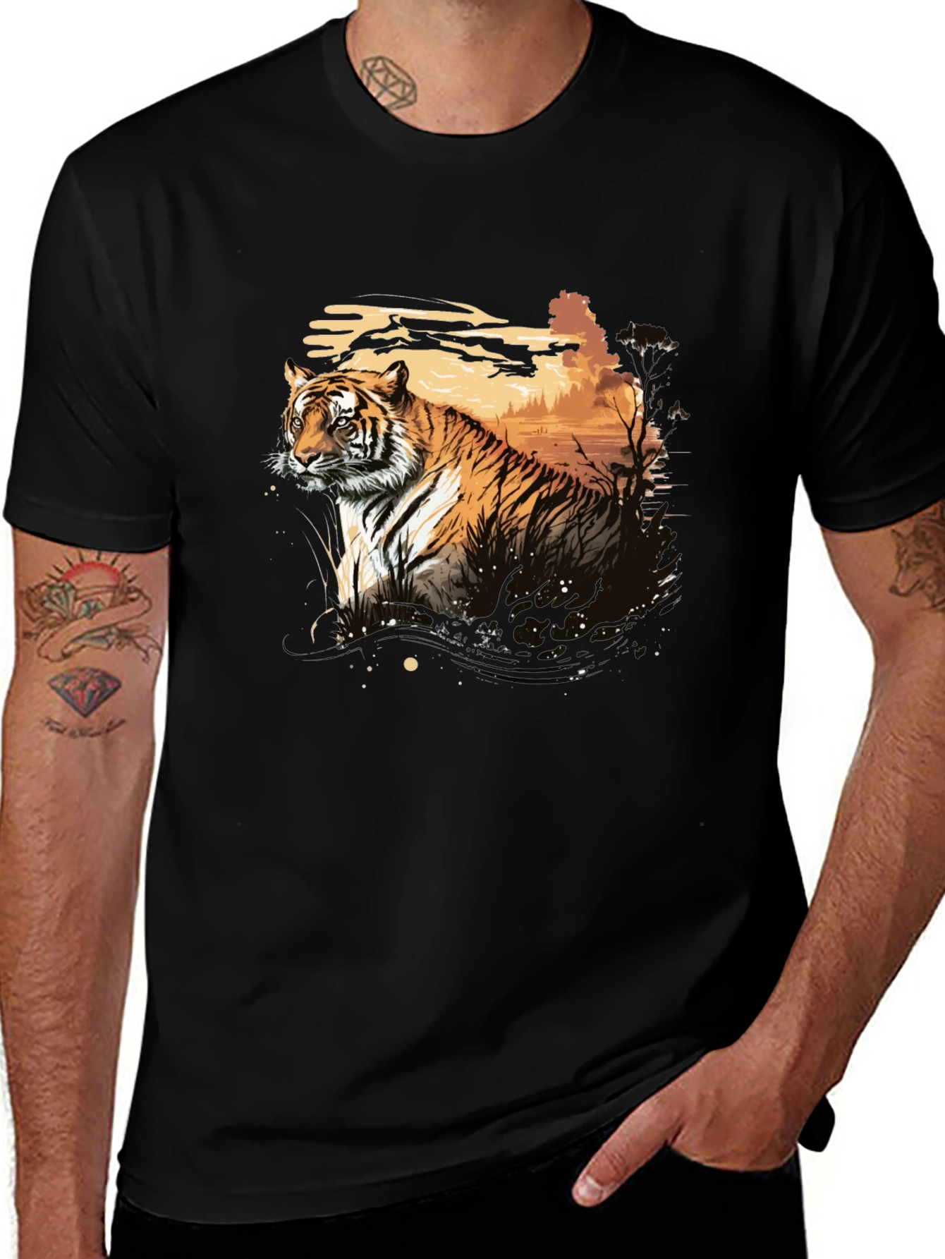 Variant 22 of Tiger Graphic Black T-Shirt