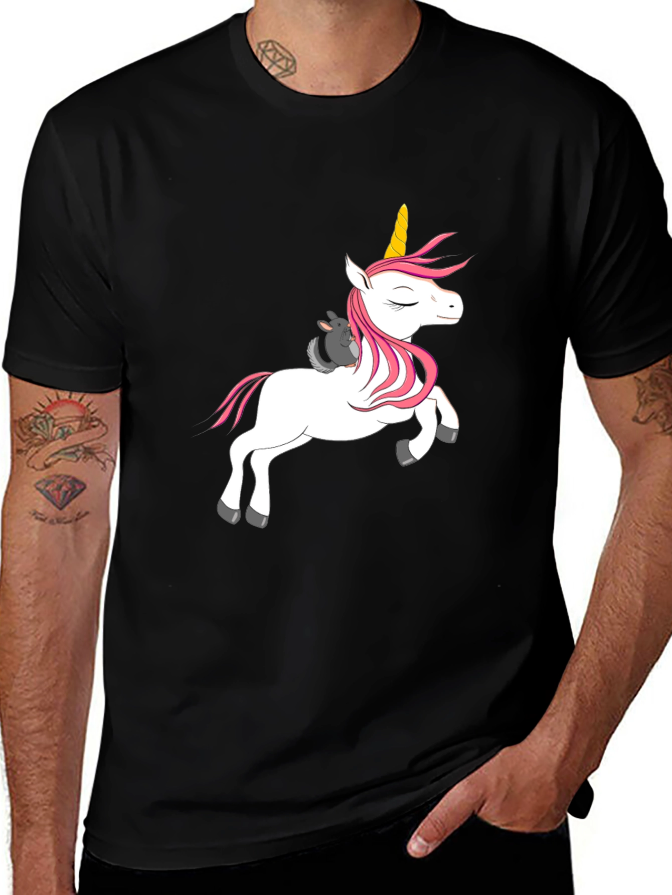 Variant 18 of Unicorn & Chinchilla Graphic Tee - Black