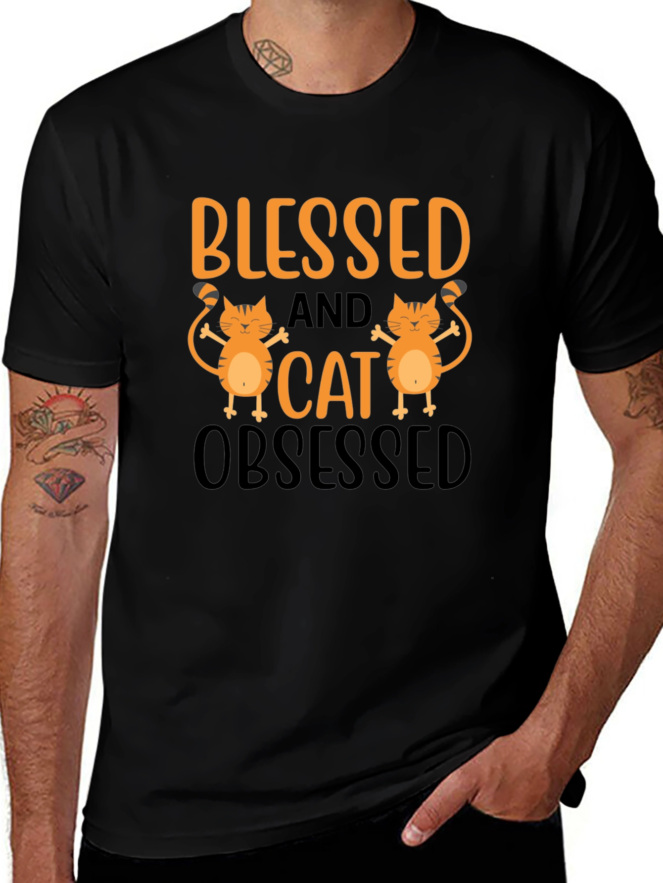 Variant 15 of Blessed and Cat Obsessed T-Shirt
