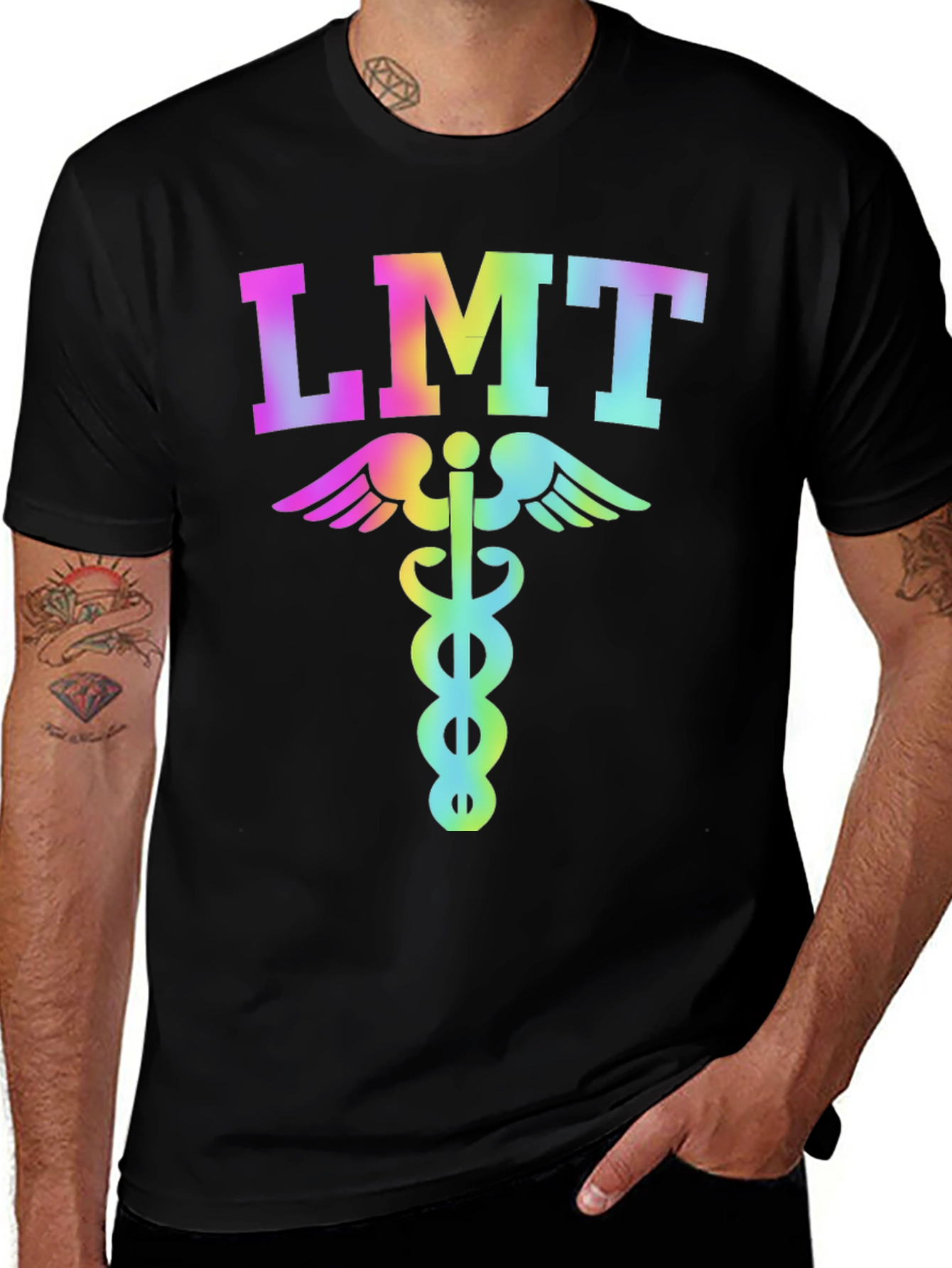 LMT Rainbow Caduceus T-Shirt - EMT Licensed Medical Tee