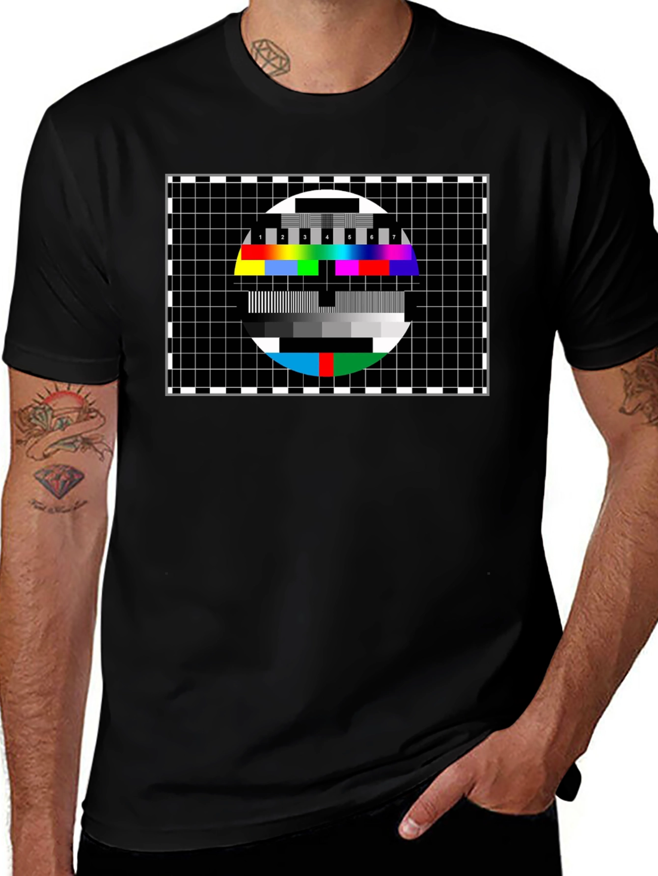 TV Test Pattern Graphic Tee - Classic Black