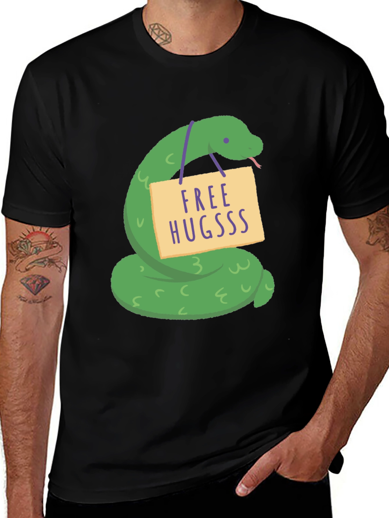 Free Hugs Snake Tee - Funny Graphic T-Shirt