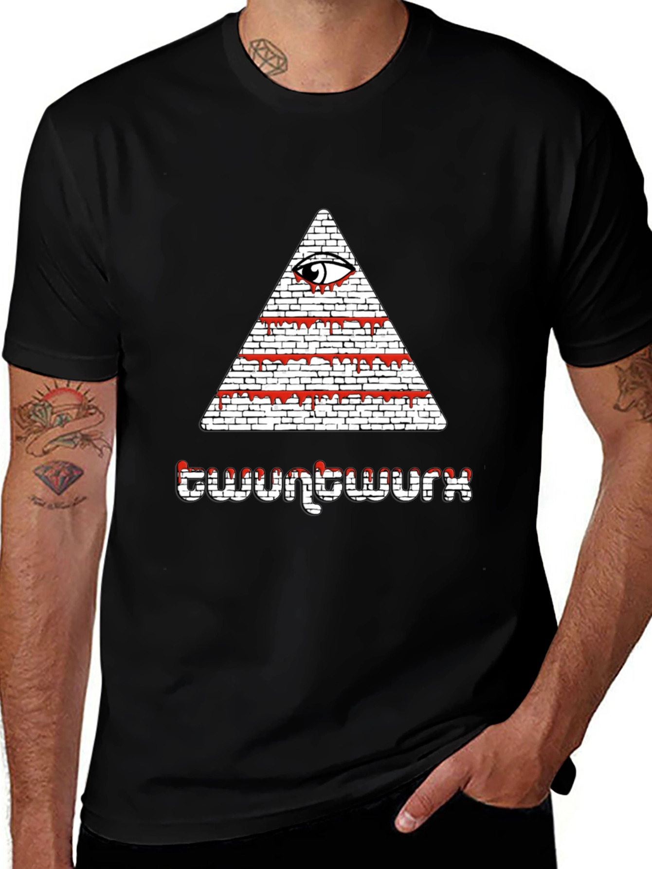 Variant 11 of Illuminati Triangle Graphic Black T-Shirt