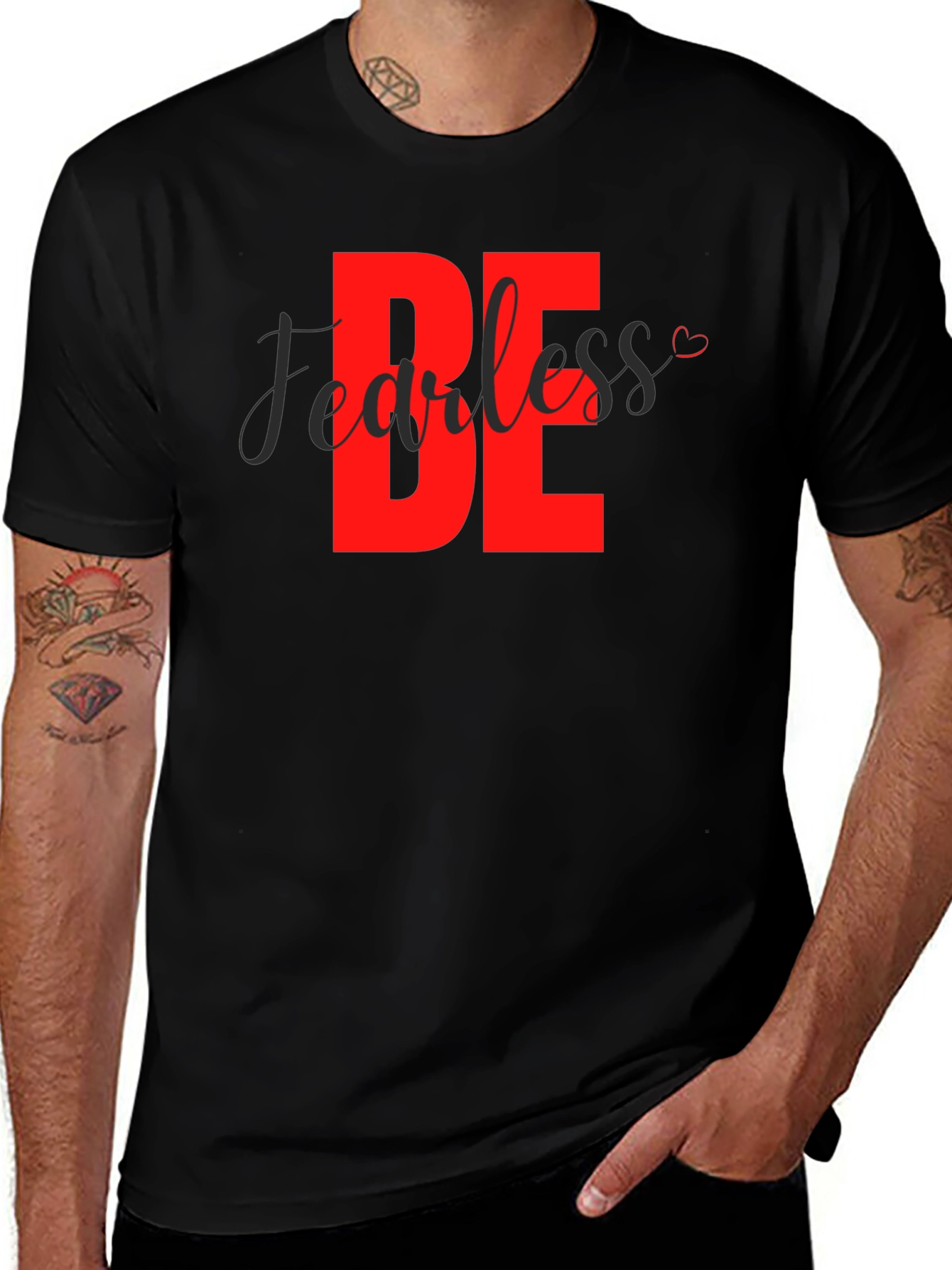 Variant 23 of Be Fearless Graphic Tee - Black Cotton Shirt